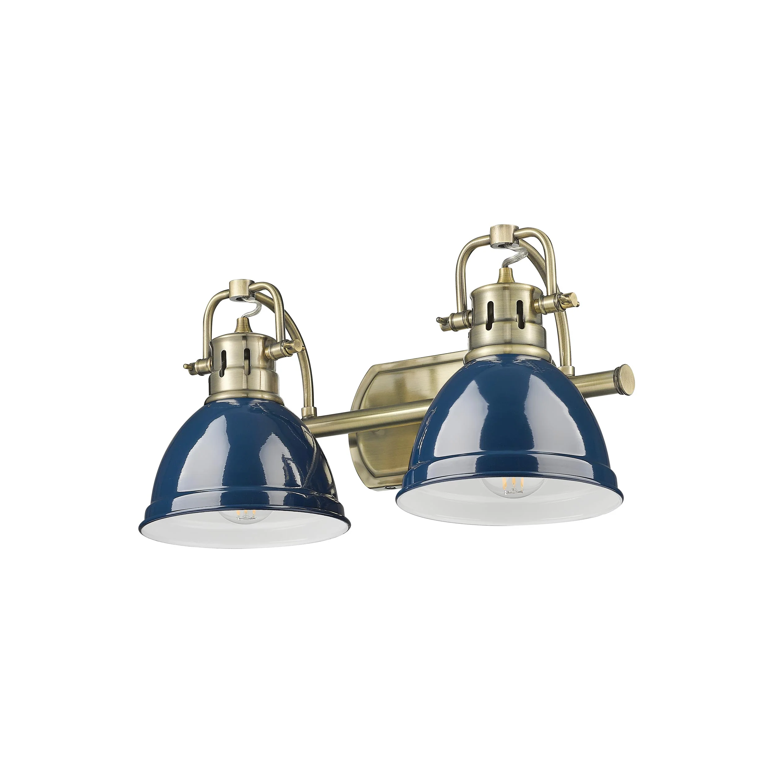 Duncan 2-light Vanity in Aged Brass and Navy Blue shade - Image 3