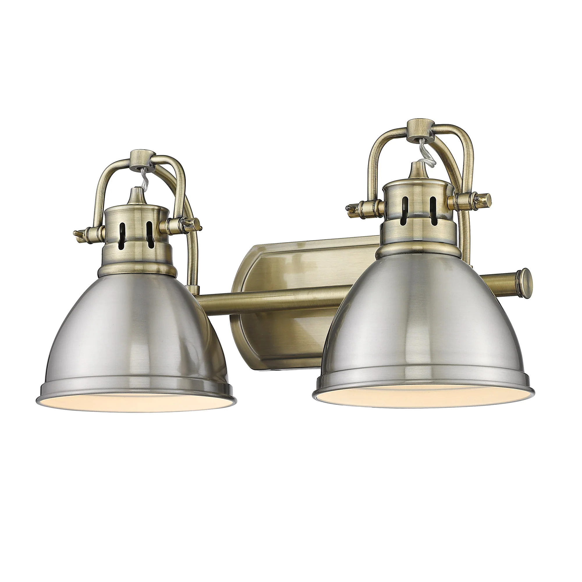 Duncan 2-light Vanity in Aged Brass and Pewter shade