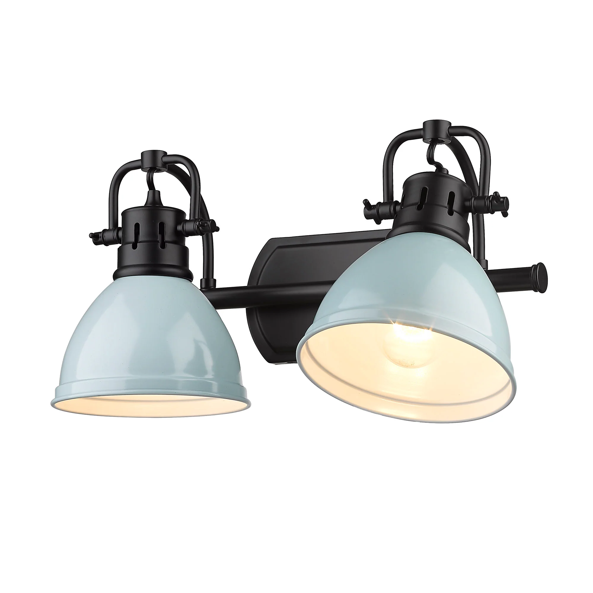 Duncan 2-light Vanity in Matte Black and Seafoam shade - Image 3