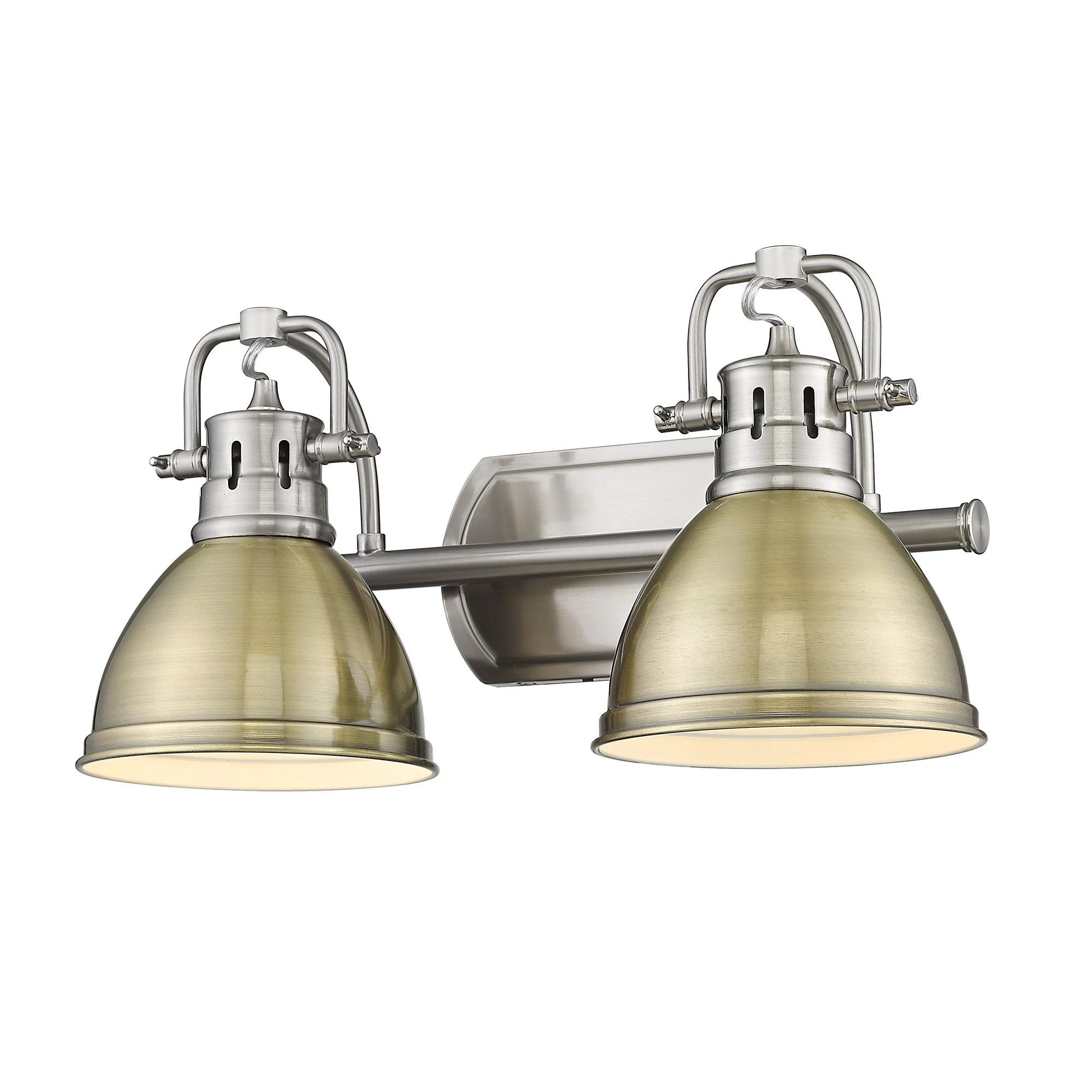 Duncan 2-light Vanity in Pewter and Aged Brass shade