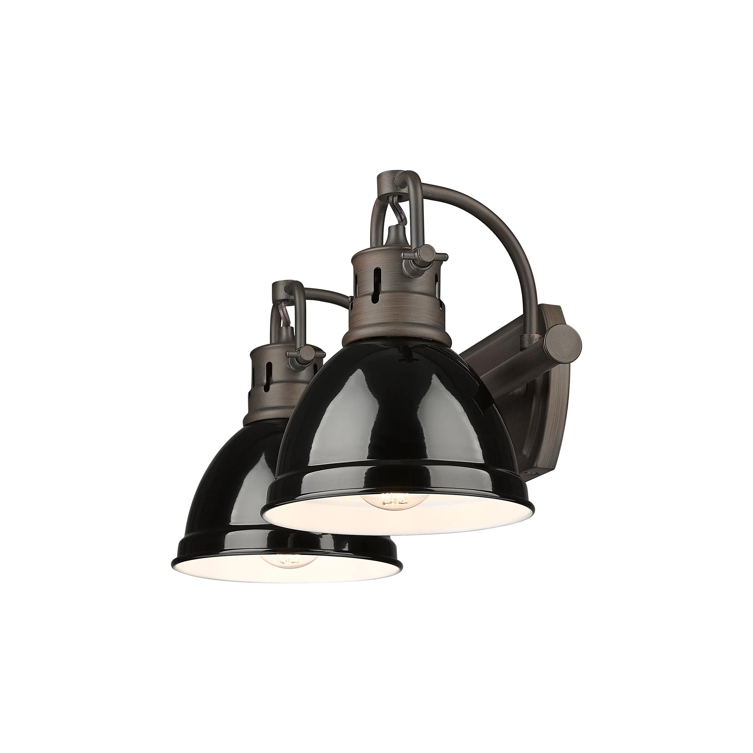 Duncan 2-light Vanity in Rubbed Bronze and Black shade - Image 3