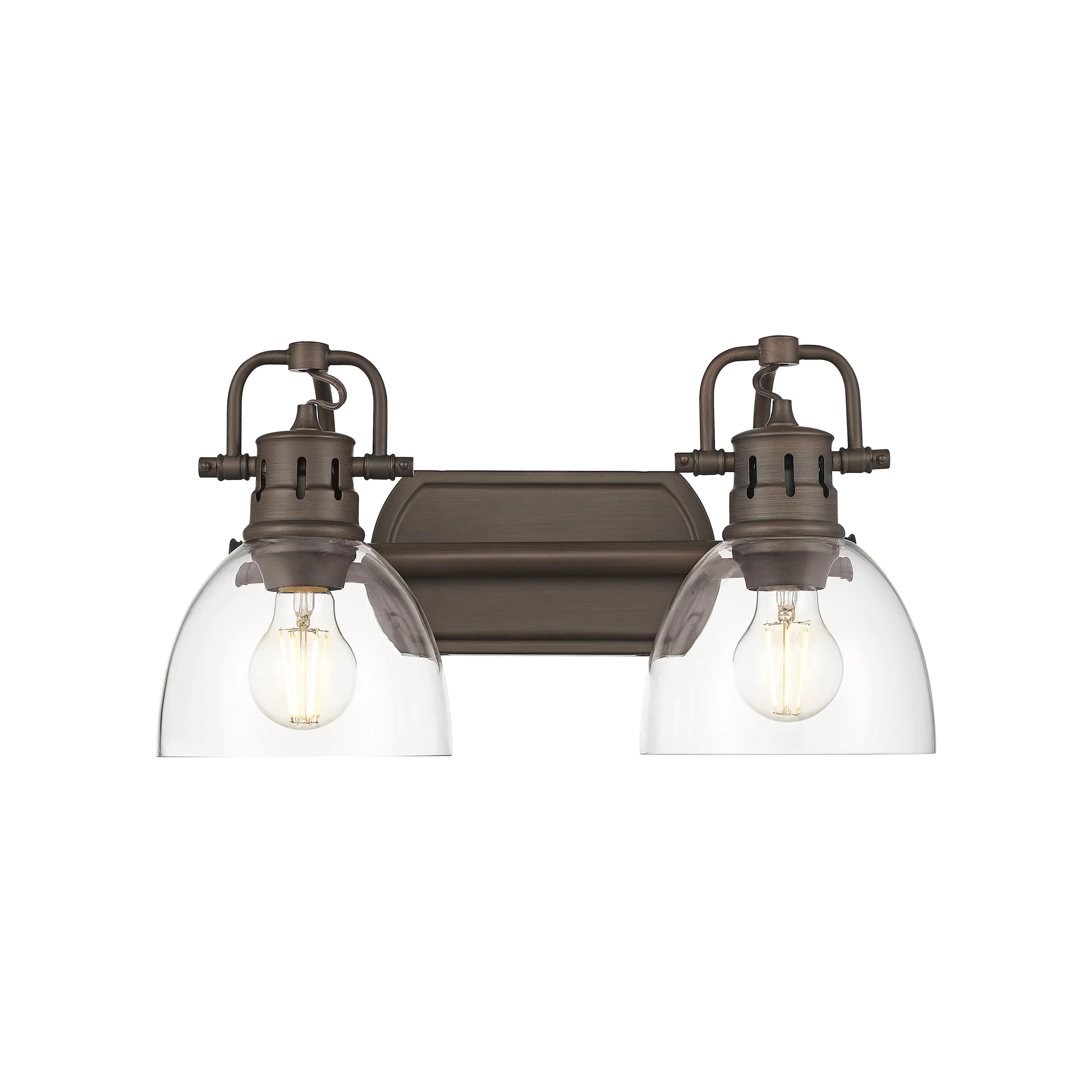 Duncan 2-light Vanity in Rubbed Bronze and Clear Glass - Image 2