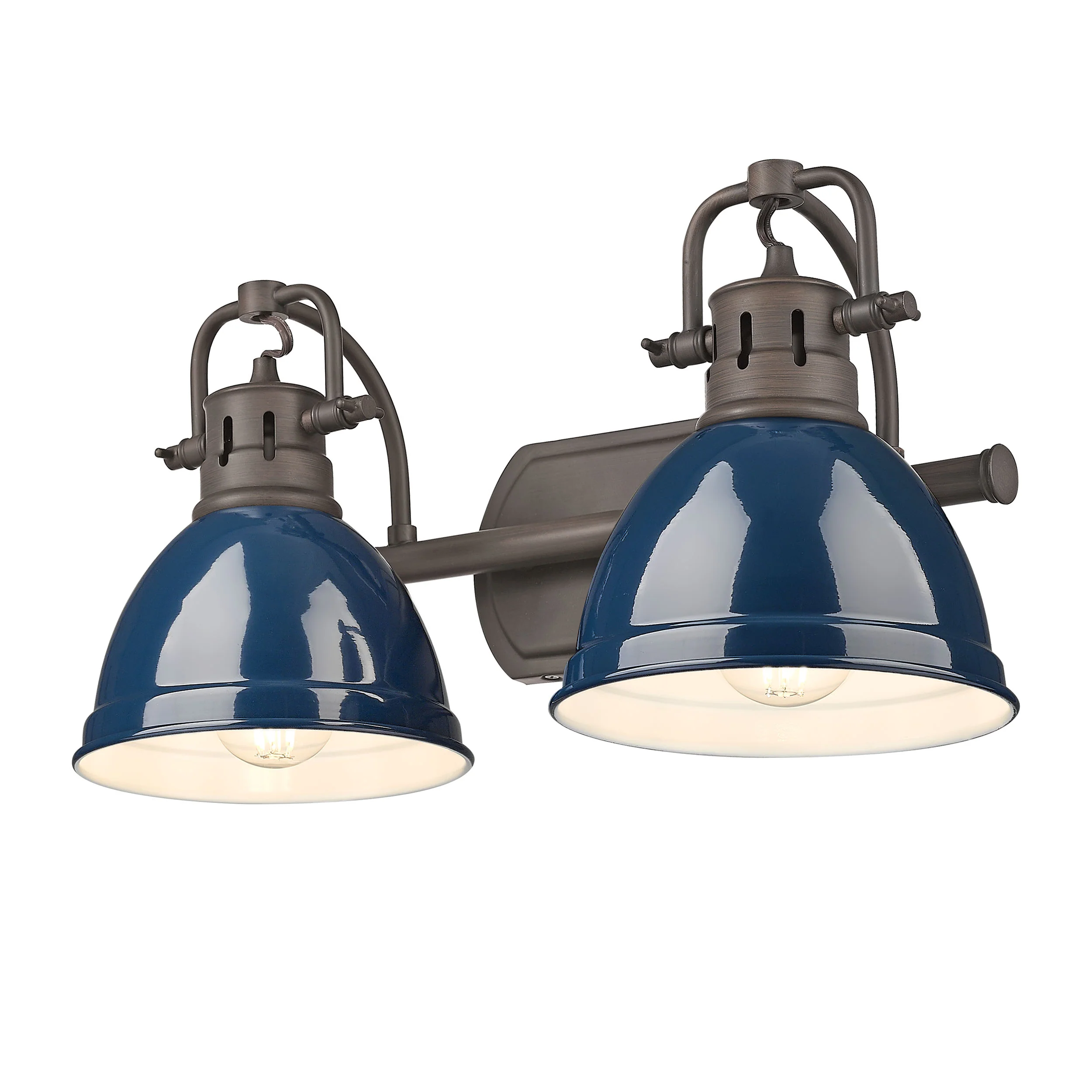 Duncan 2-light Vanity in Rubbed Bronze and Navy Blue shade