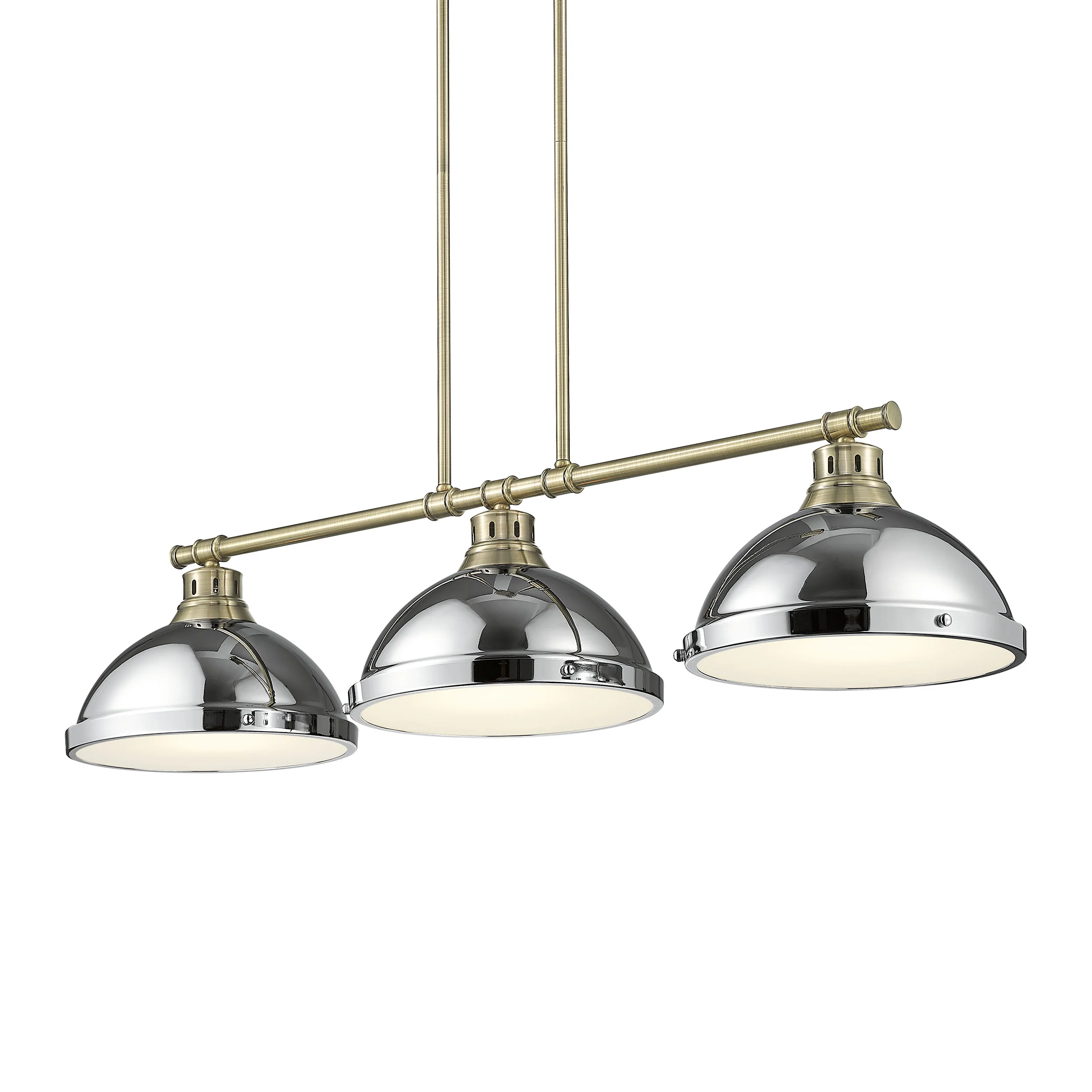 Duncan 3-light Island Light in Aged Brass and Chrome shade