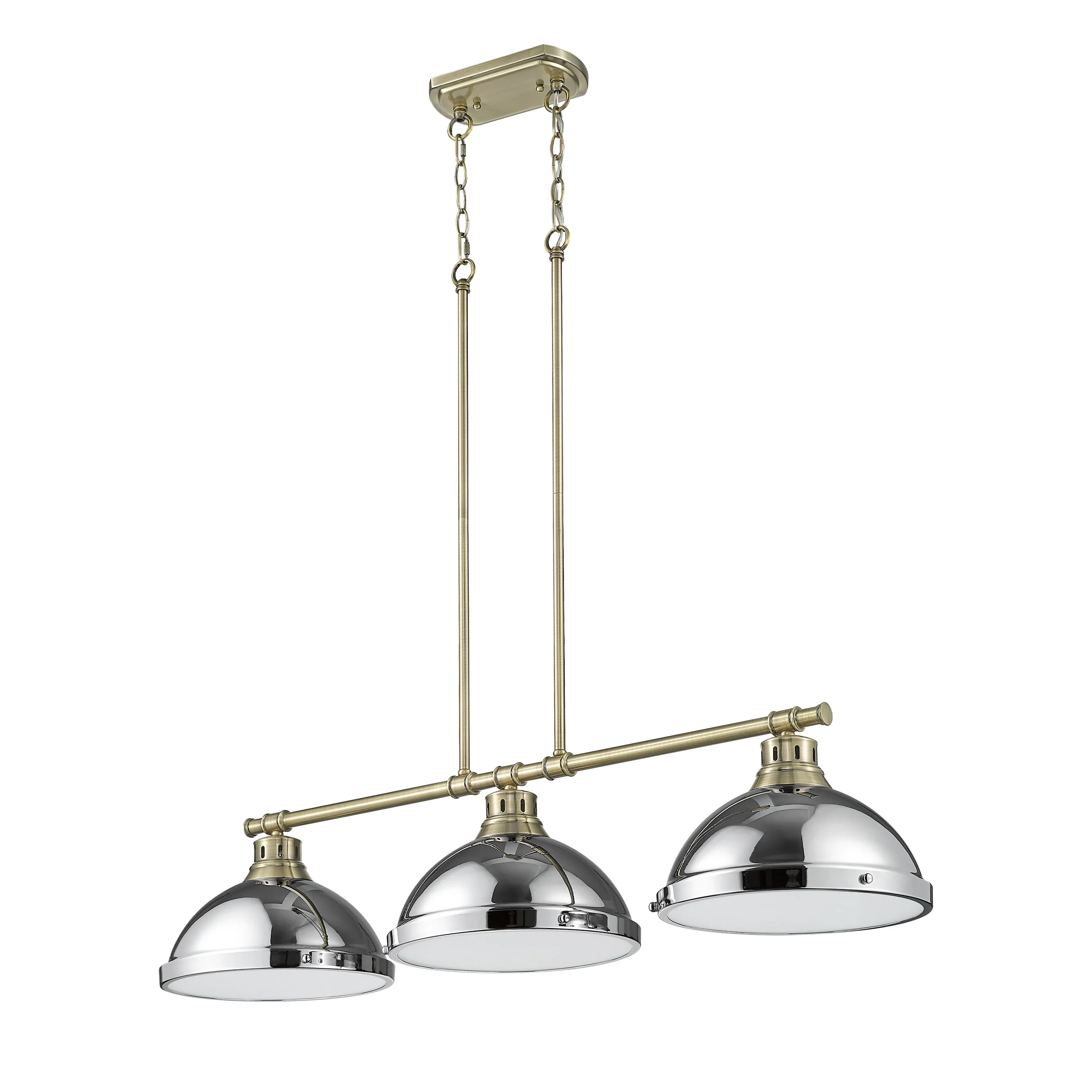 Duncan 3-light Island Light in Aged Brass and Chrome shade - Image 2