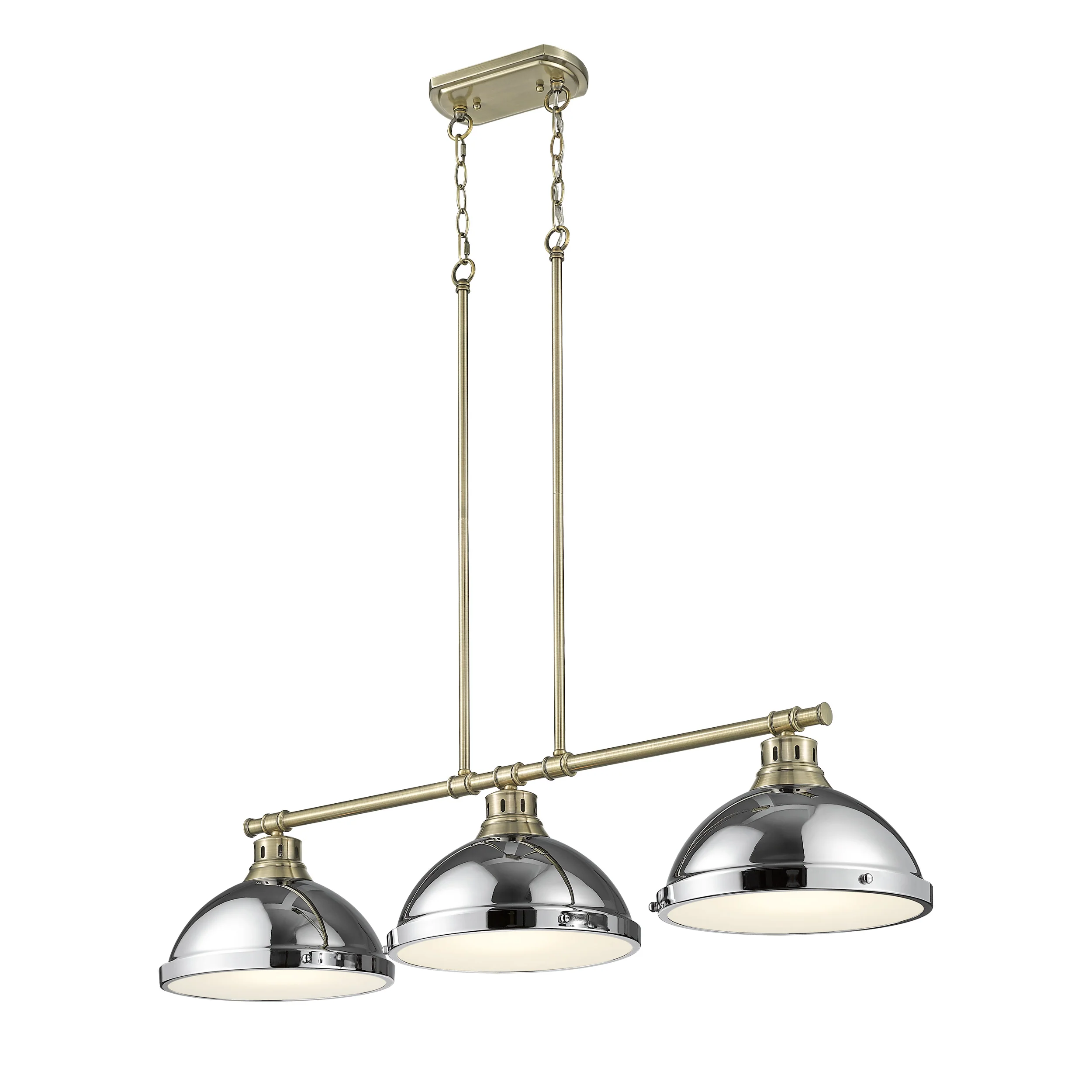 Duncan 3-light Island Light in Aged Brass and Chrome shade - Image 3