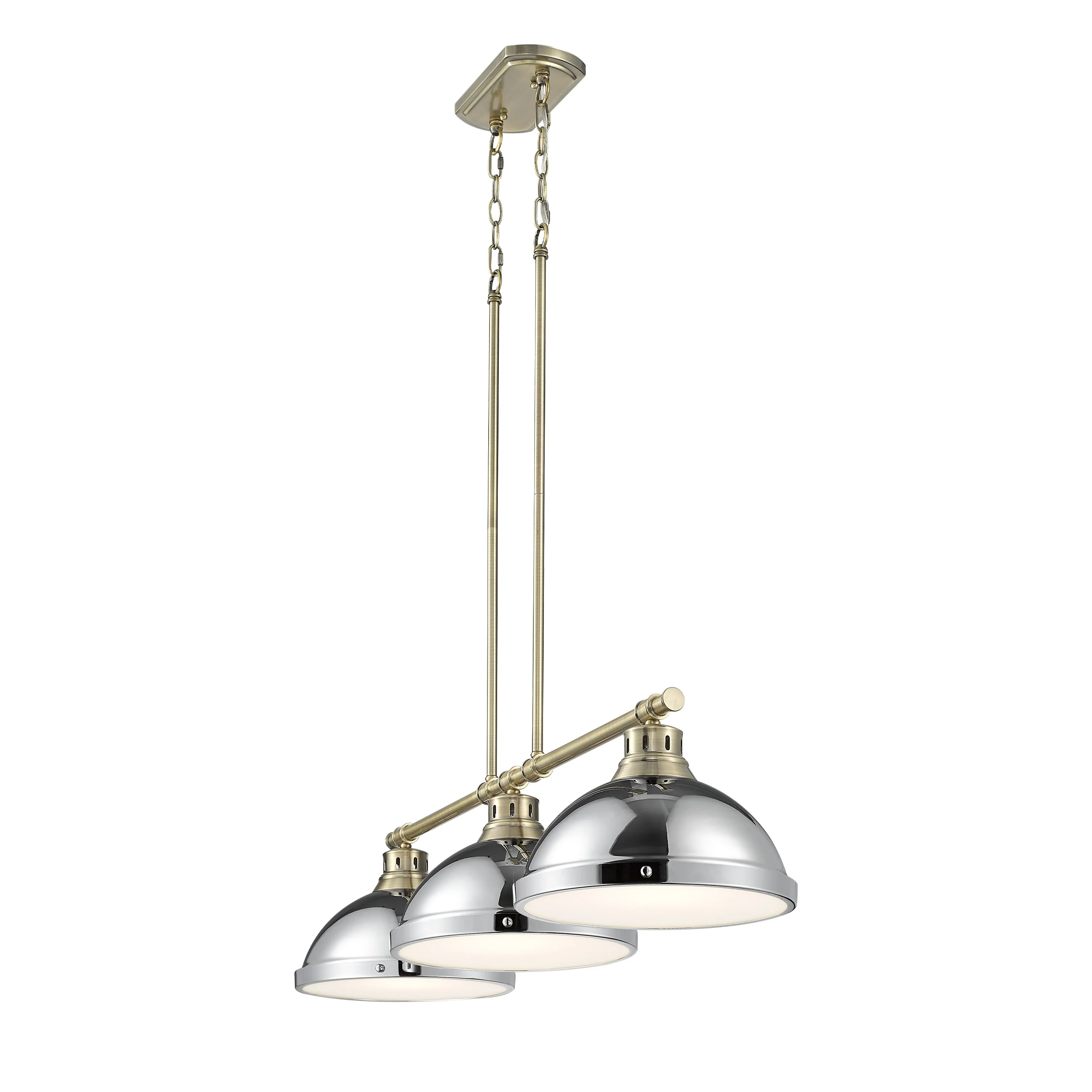 Duncan 3-light Island Light in Aged Brass and Chrome shade - Image 4