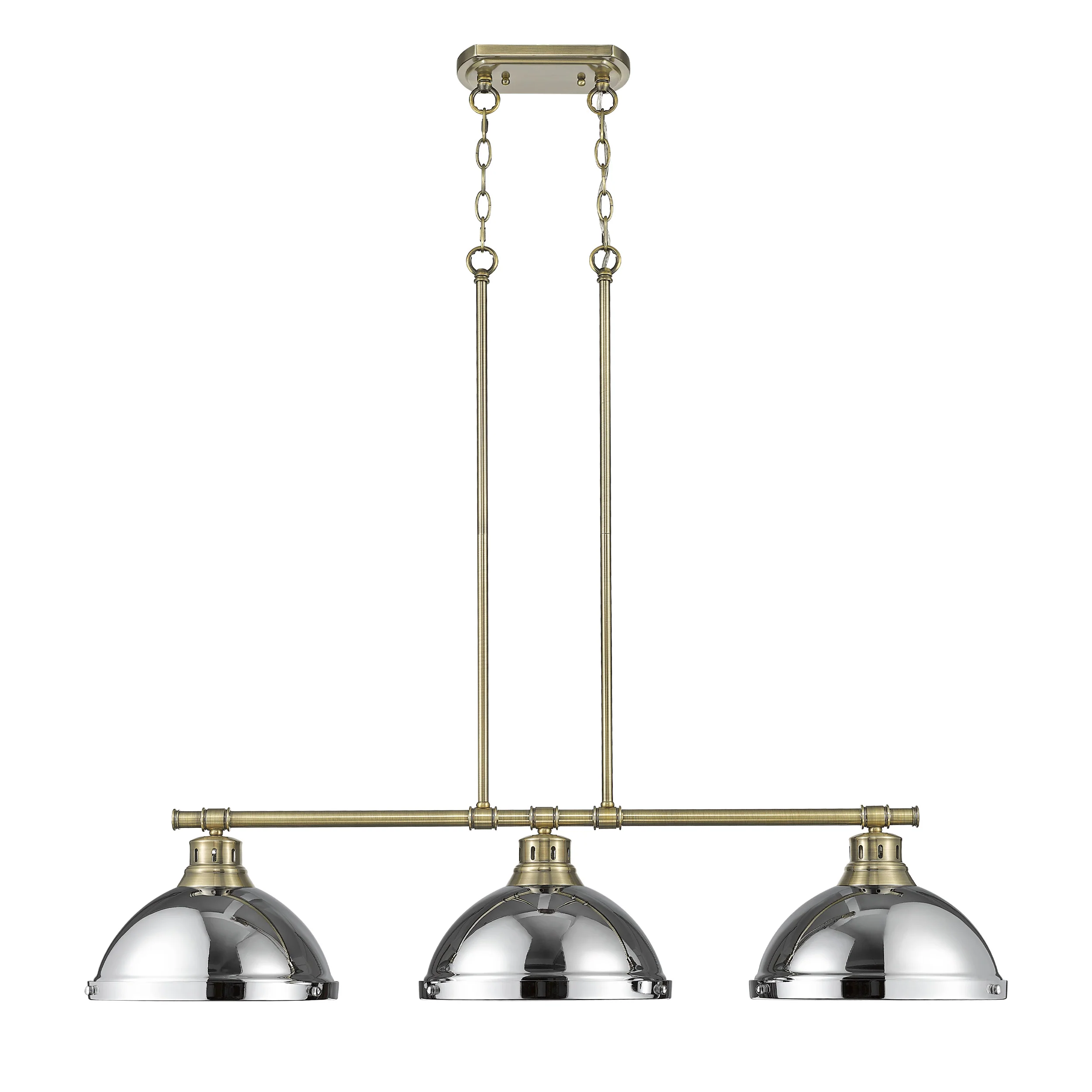 Duncan 3-light Island Light in Aged Brass and Chrome shade - Image 5