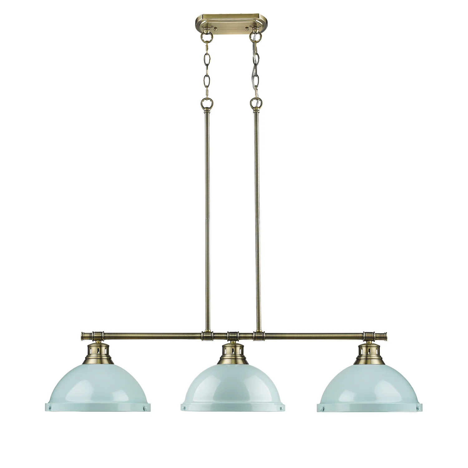 Duncan 3-light Island Light in Aged Brass and Seafoam shade - Image 4