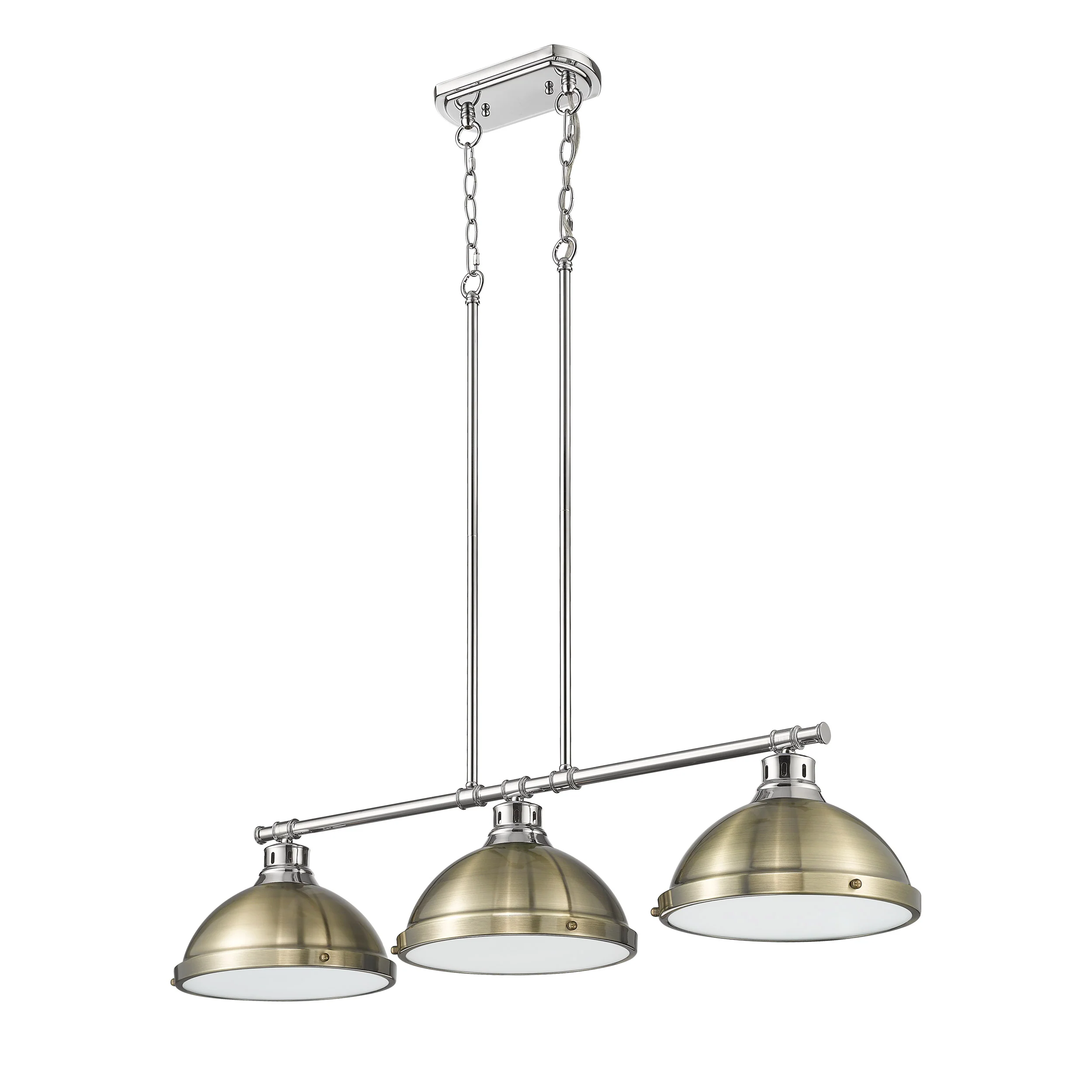 Duncan 3-light Island Light in Chrome and Aged Brass shade - Image 2