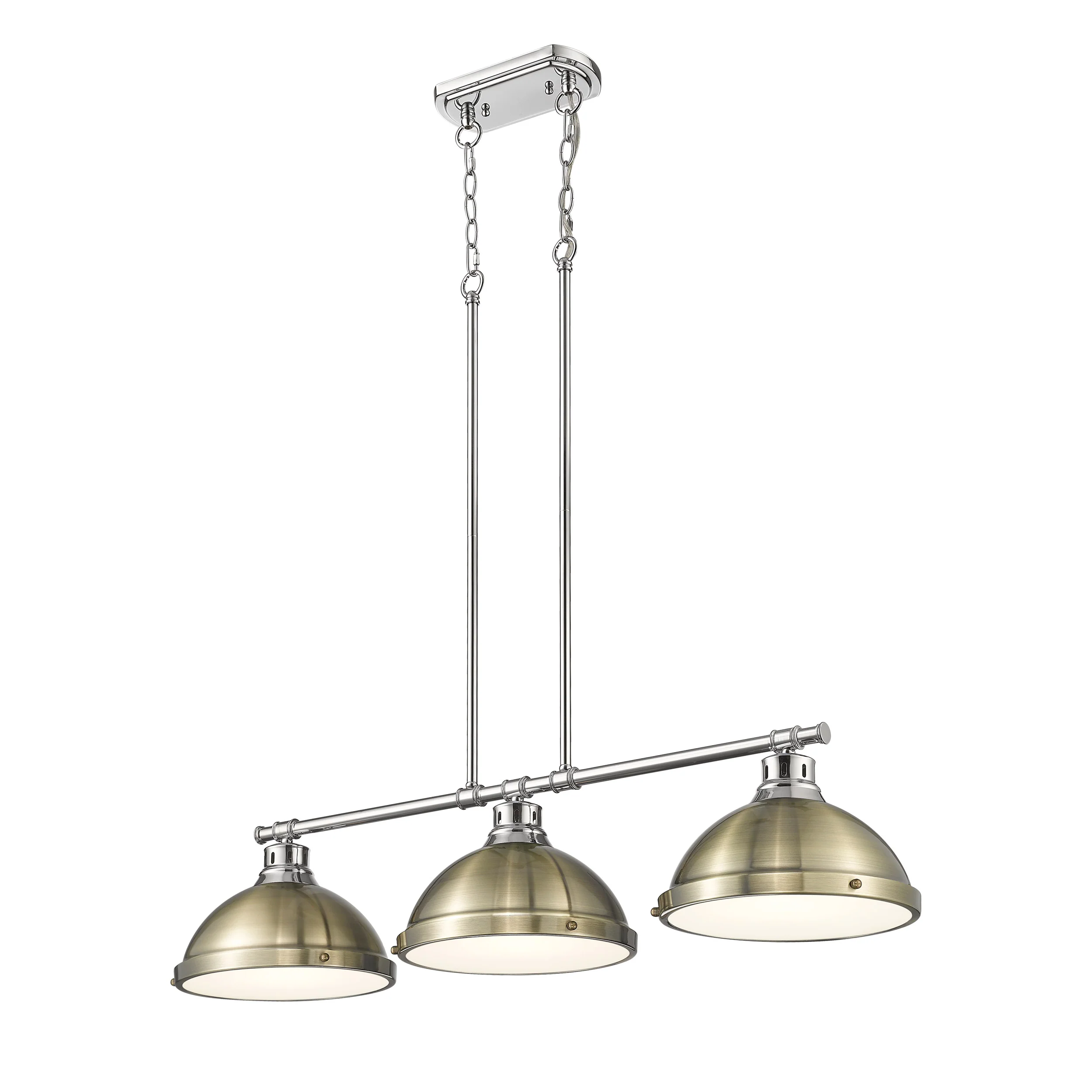 Duncan 3-light Island Light in Chrome and Aged Brass shade - Image 3