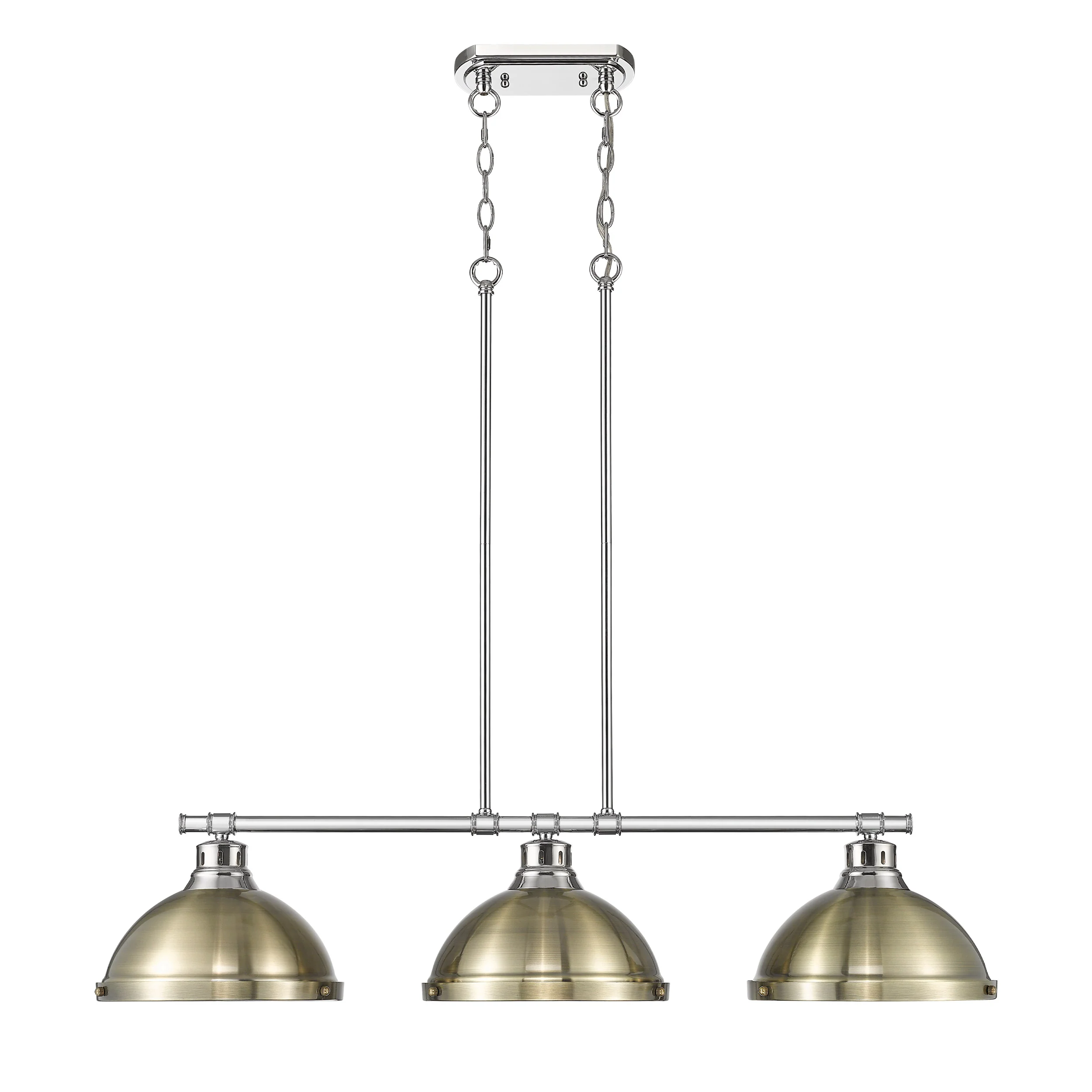 Duncan 3-light Island Light in Chrome and Aged Brass shade - Image 5