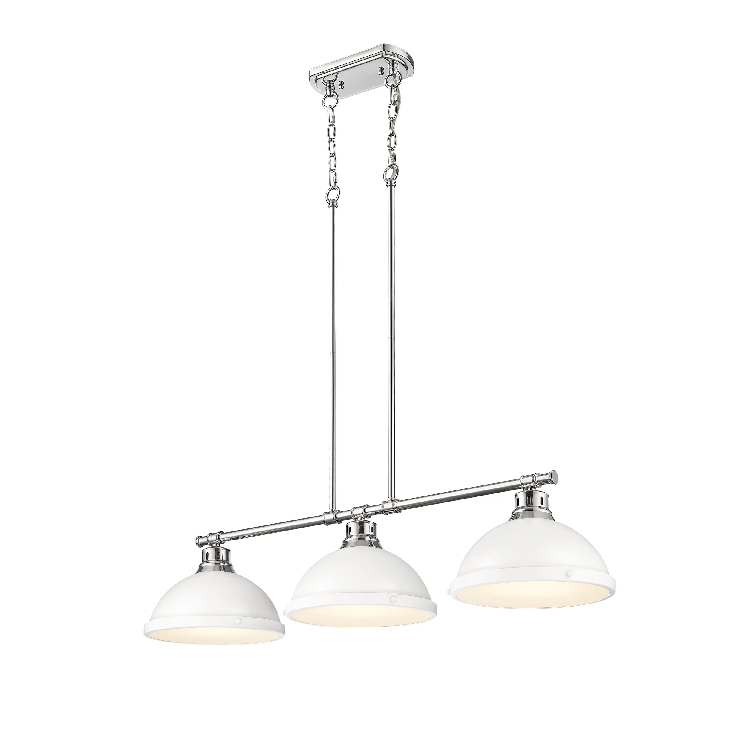 Duncan 3-light Island Light in Chrome and Matte White shade - Image 3