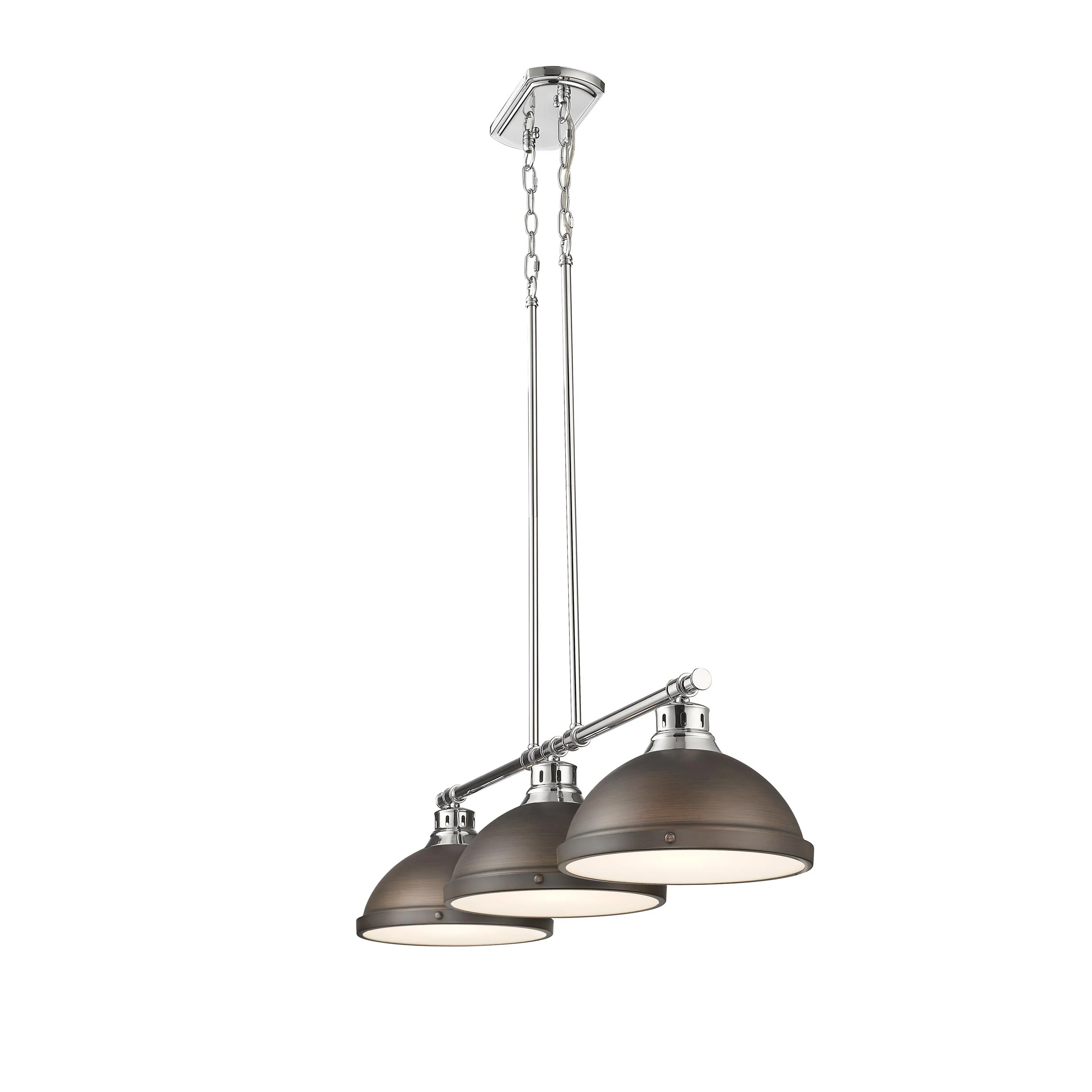 Duncan 3-light Island Light in Chrome and Rubbed Bronze shade - Image 2