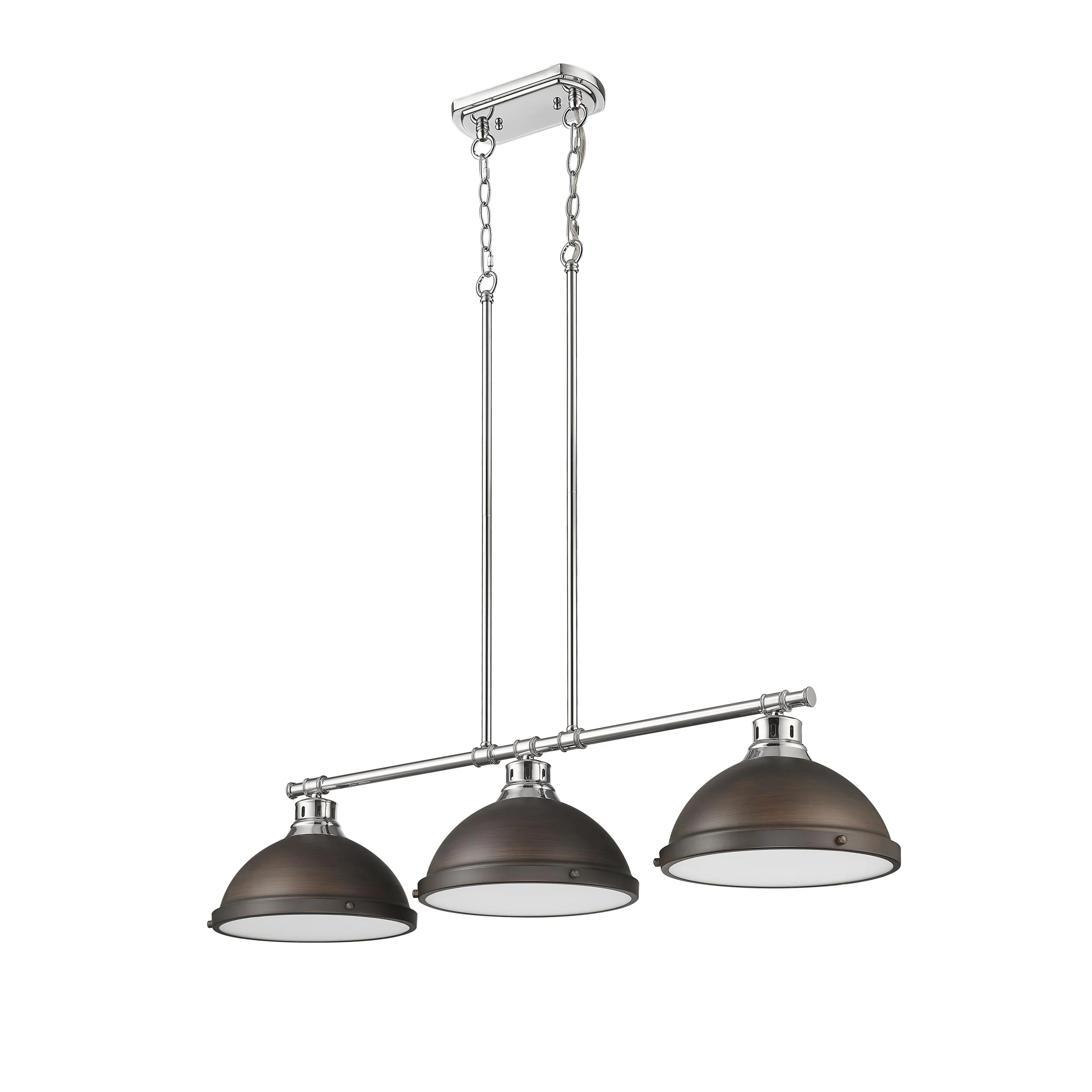 Duncan 3-light Island Light in Chrome and Rubbed Bronze shade - Image 4