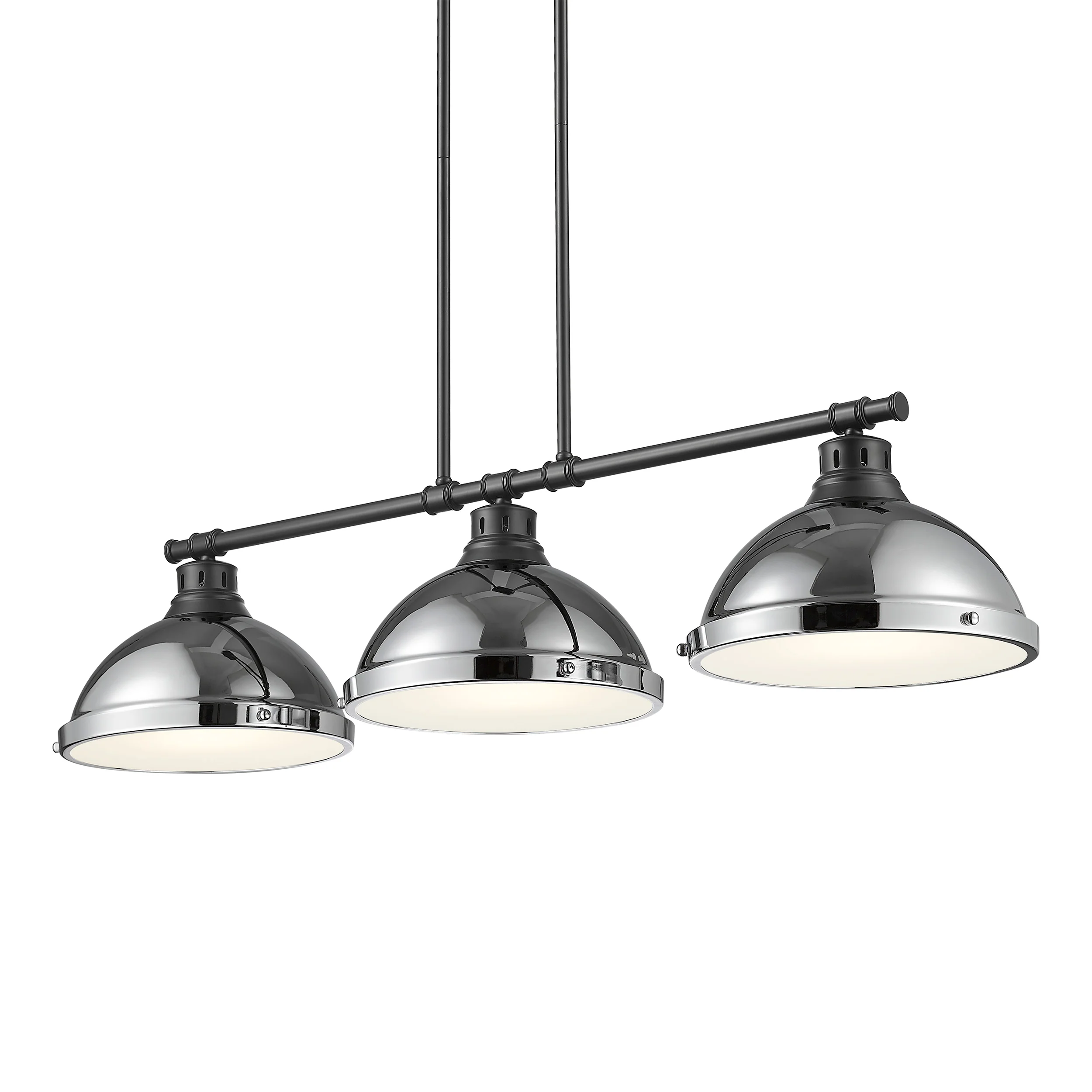 Duncan 3-light Island Light in Matte Black and Chrome shade