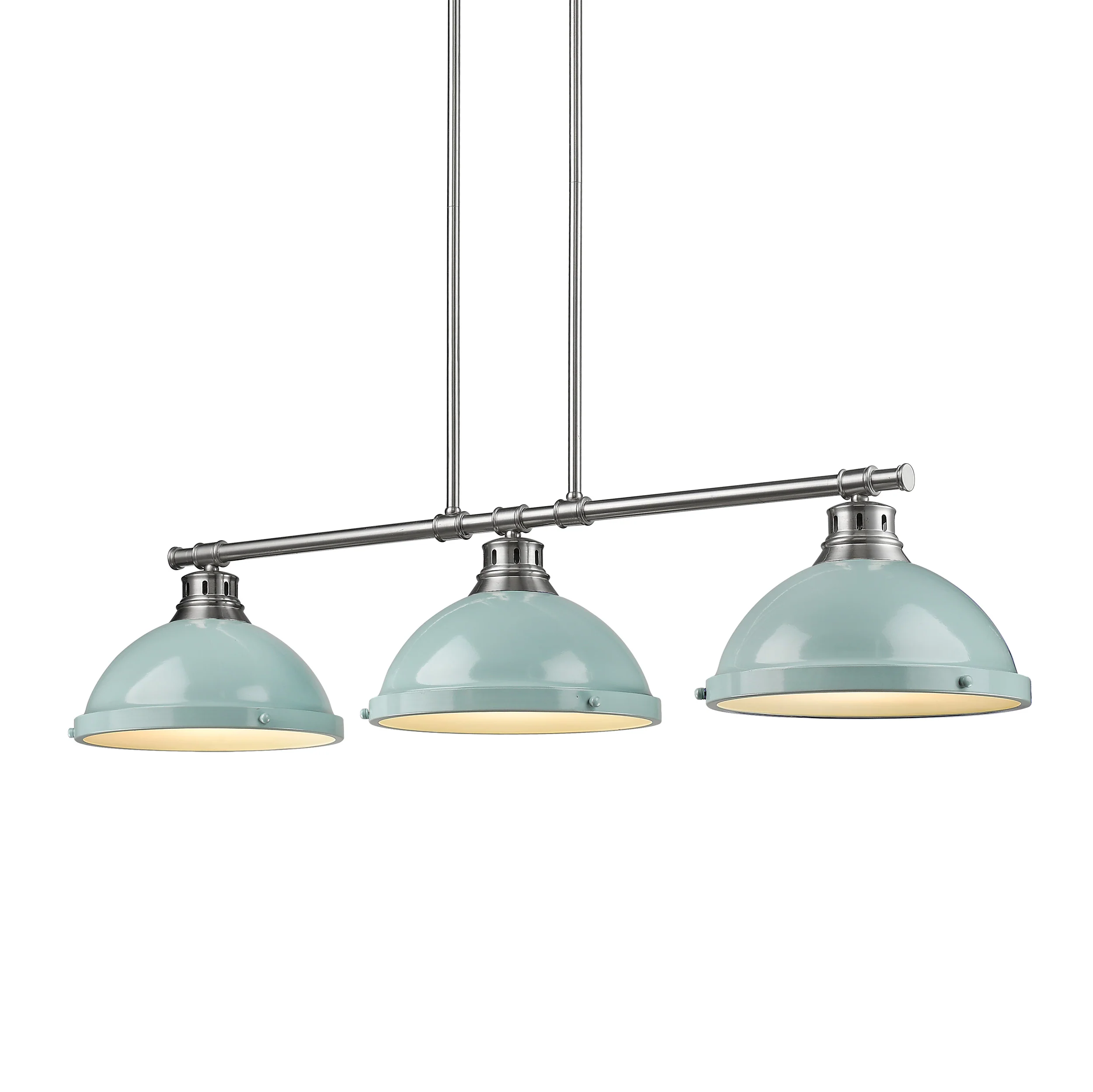 Duncan 3-light Island Light in Pewter and Seafoam shade