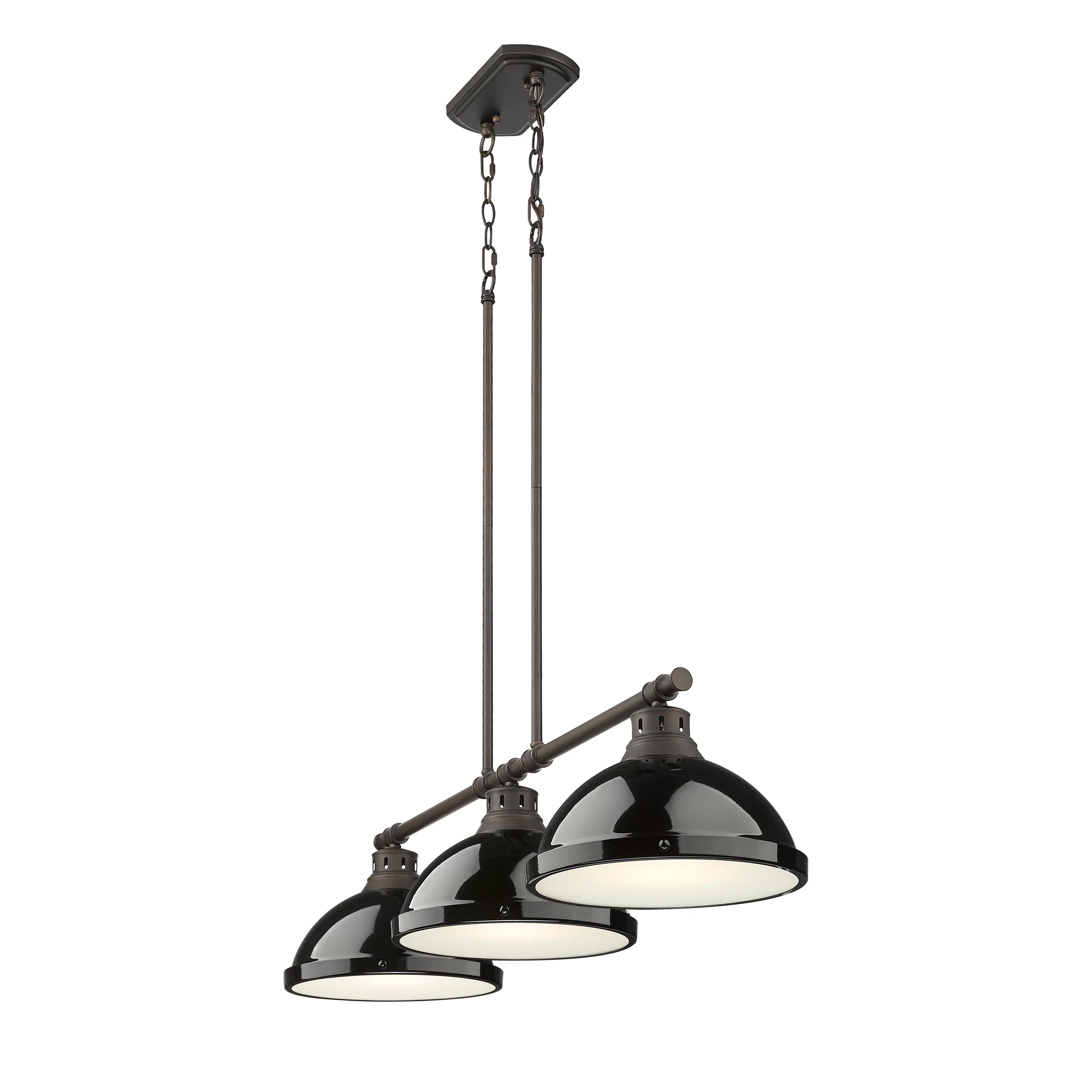Duncan 3-light Island Light in Rubbed Bronze and Black shade - Image 4