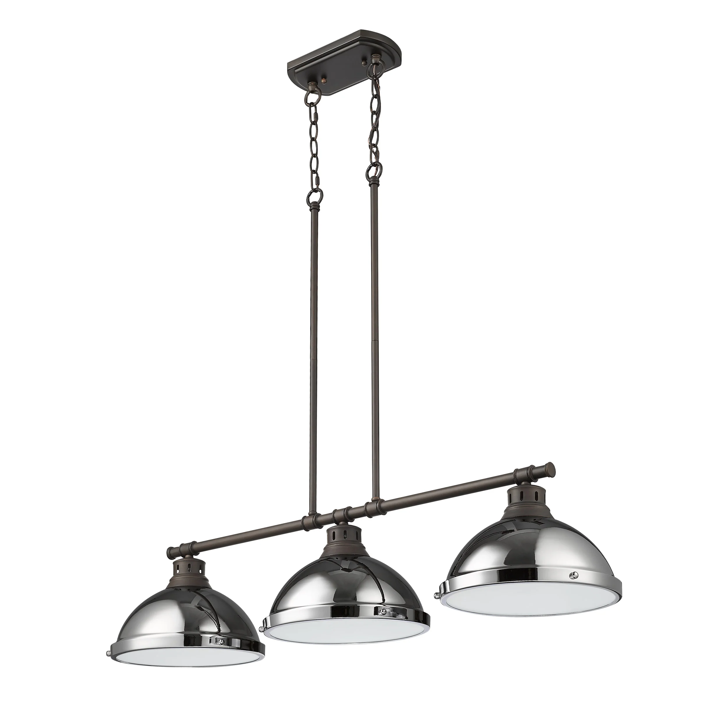 Duncan 3-light Island Light in Rubbed Bronze and Chrome shade - Image 2