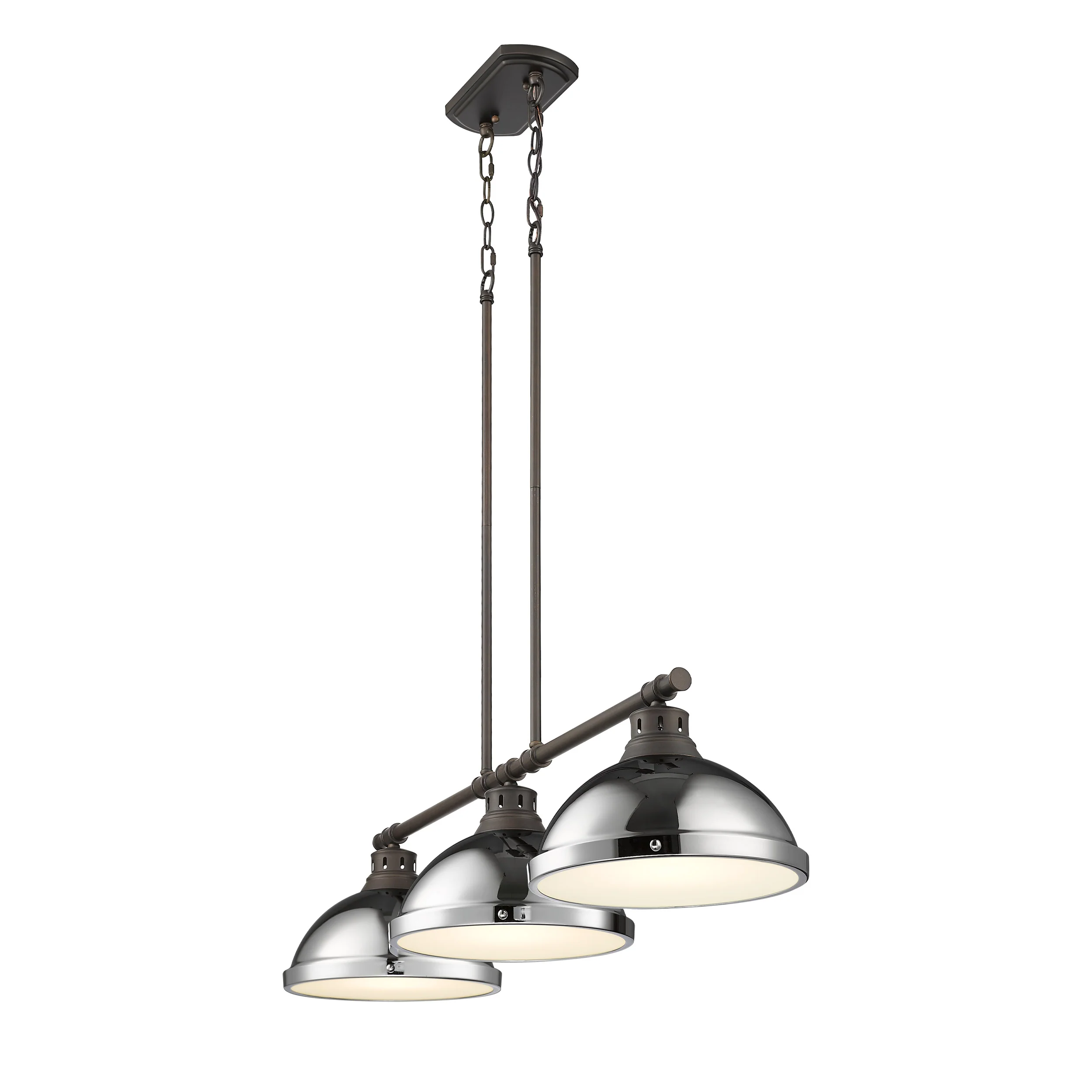 Duncan 3-light Island Light in Rubbed Bronze and Chrome shade - Image 4