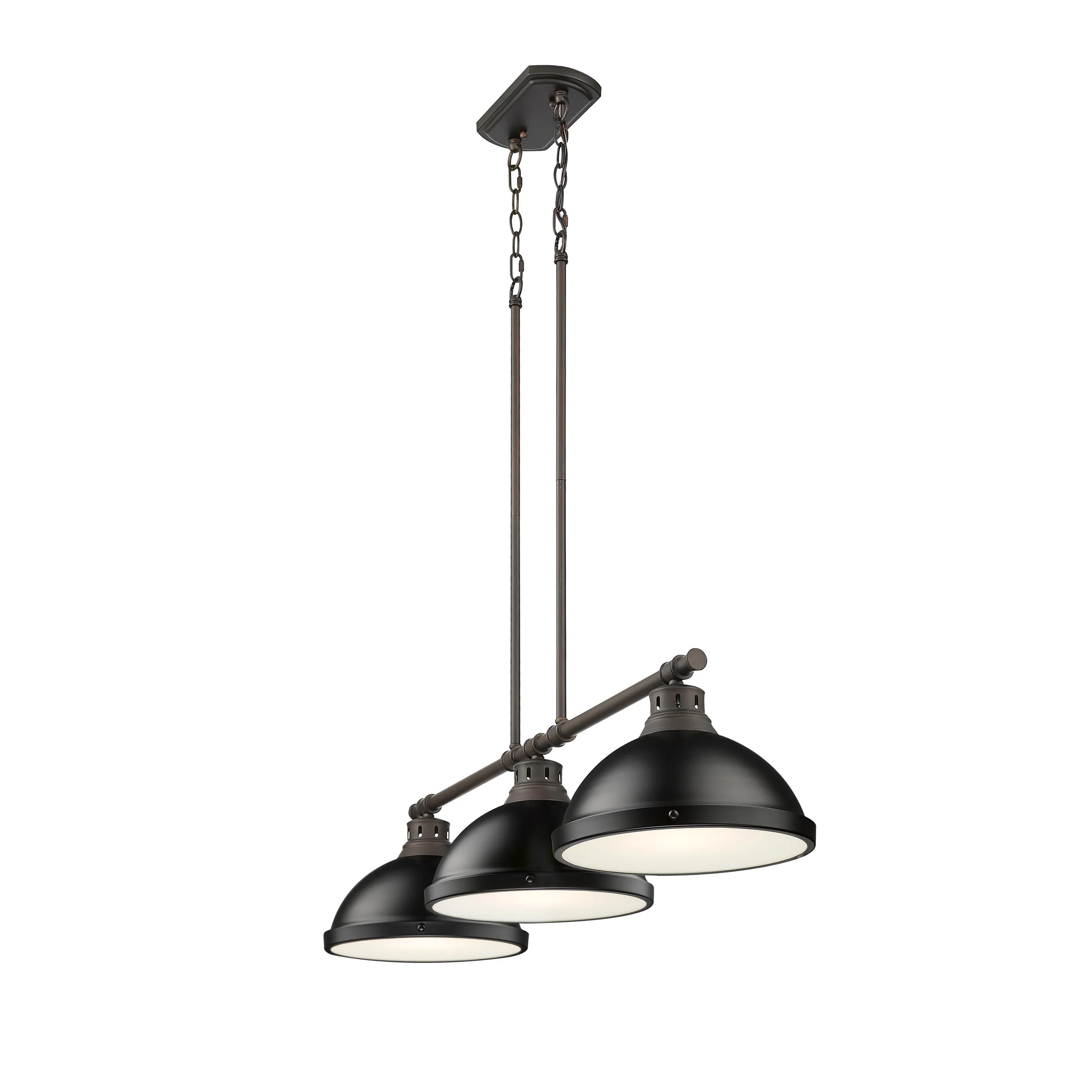 Duncan 3-light Island Light in Rubbed Bronze and Matte Black shade - Image 2