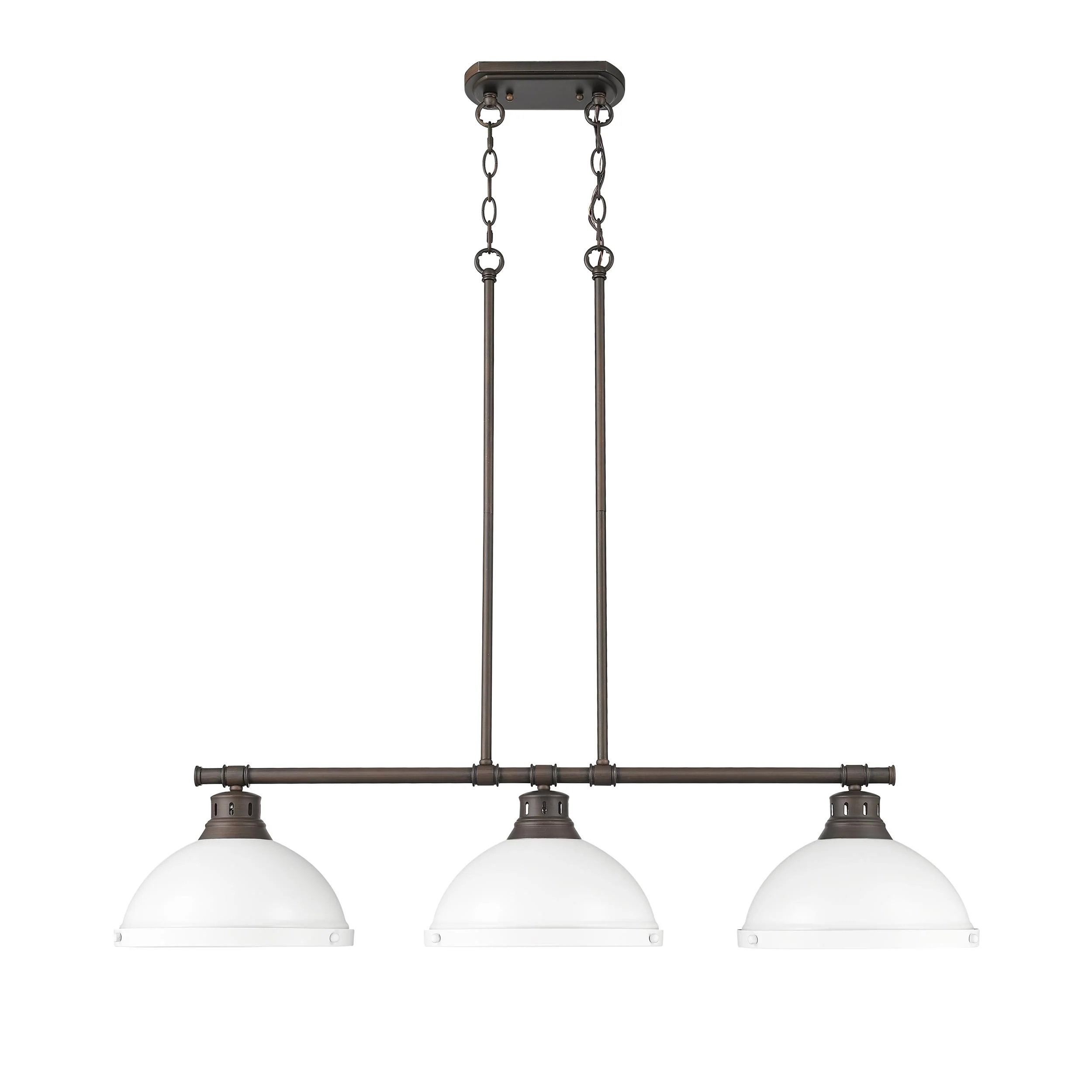 Duncan 3-light Island Light in Rubbed Bronze and Matte White shade - Image 5