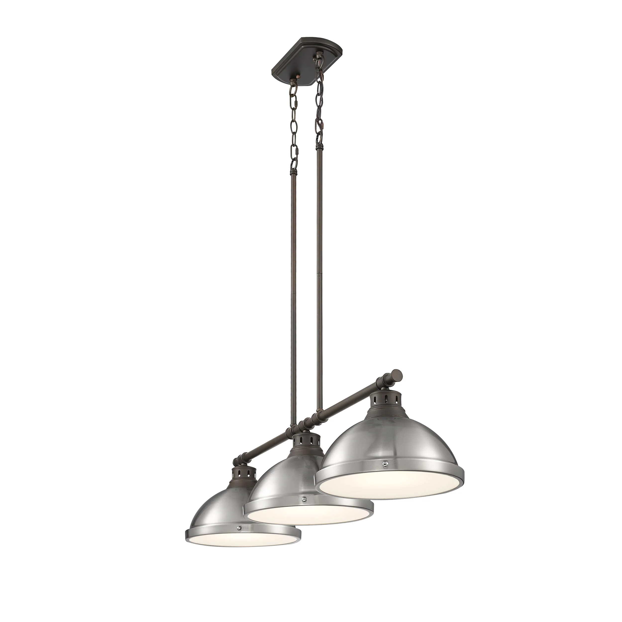Duncan 3-light Island Light in Rubbed Bronze and Pewter shade - Image 2