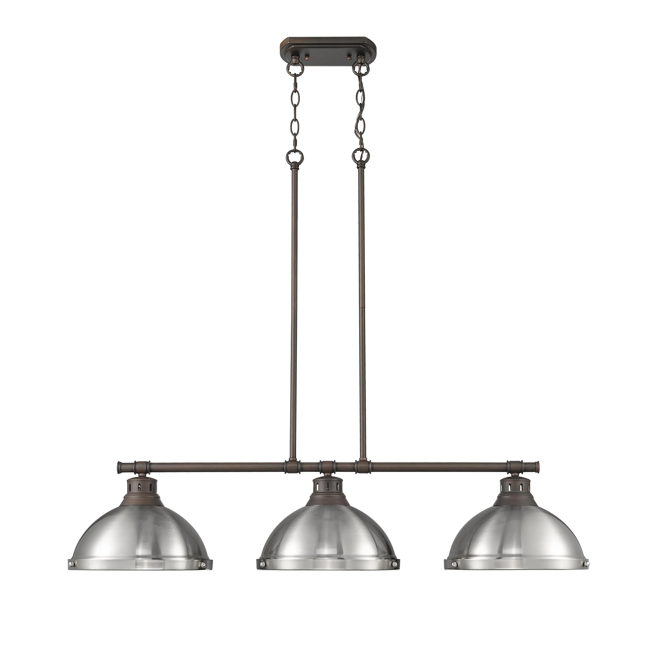 Duncan 3-light Island Light in Rubbed Bronze and Pewter shade - Image 5