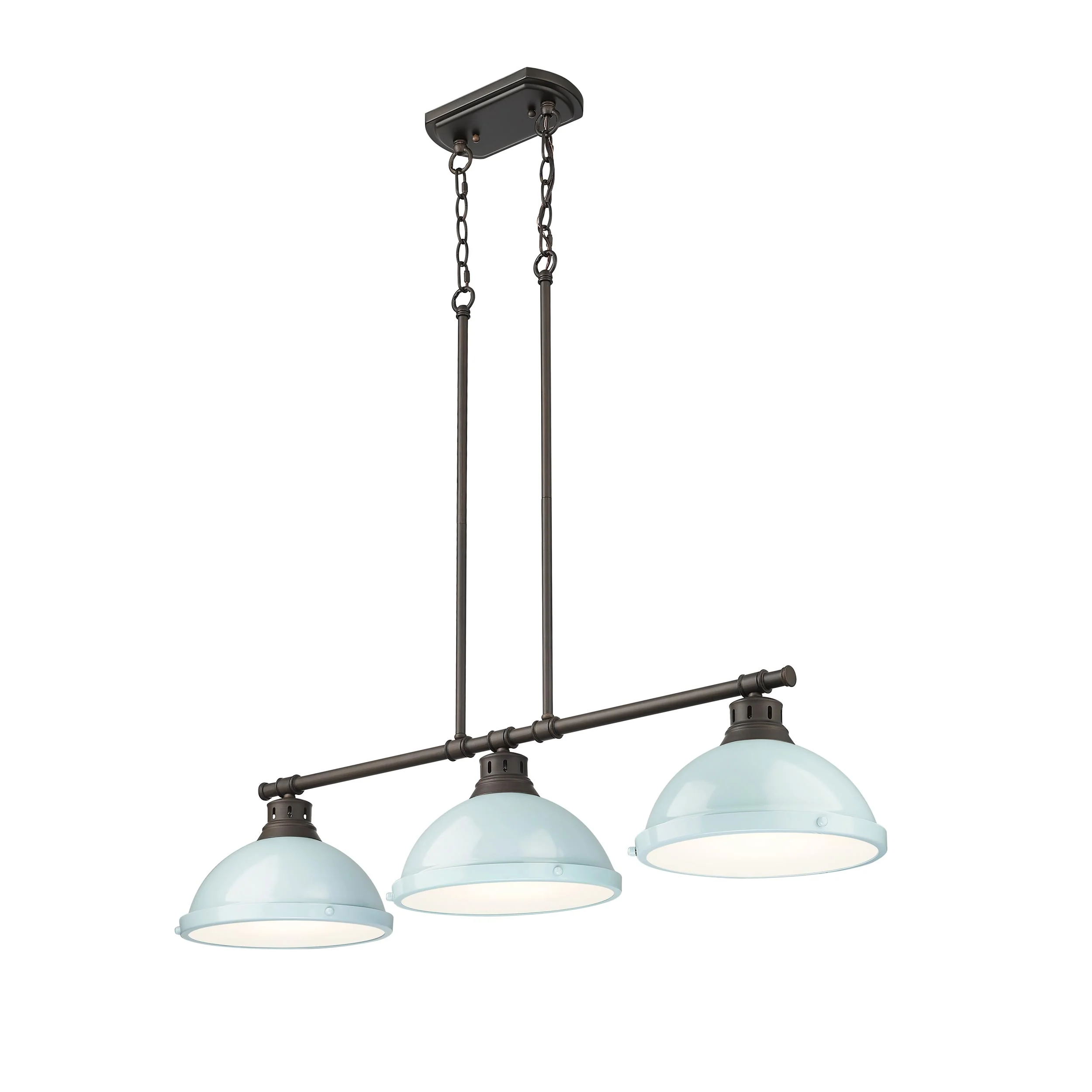Duncan 3-light Island Light in Rubbed Bronze and Seafoam shade - Image 3