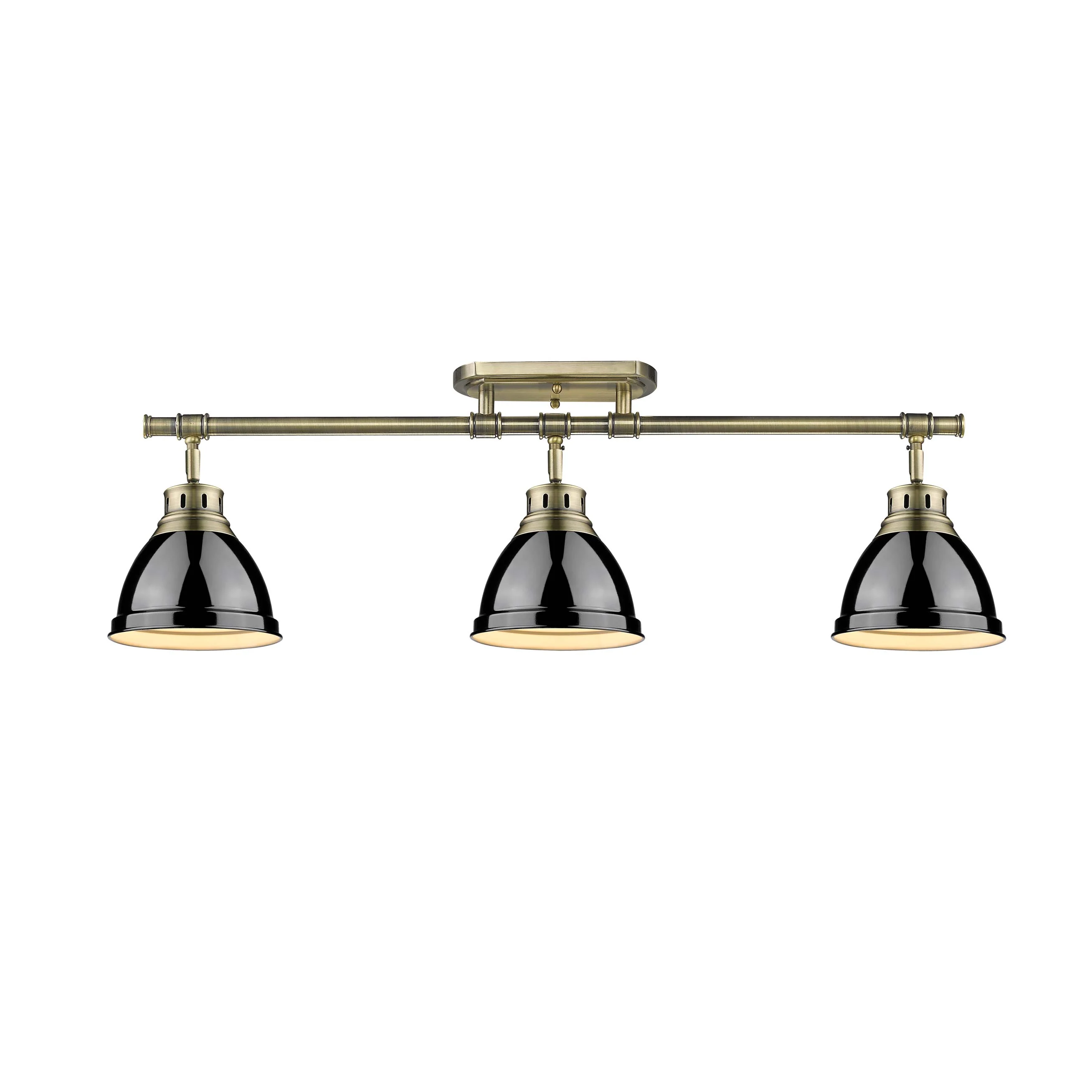 Duncan 3-light Semi-Flush Mount in Aged Brass and Black shade - Image 3