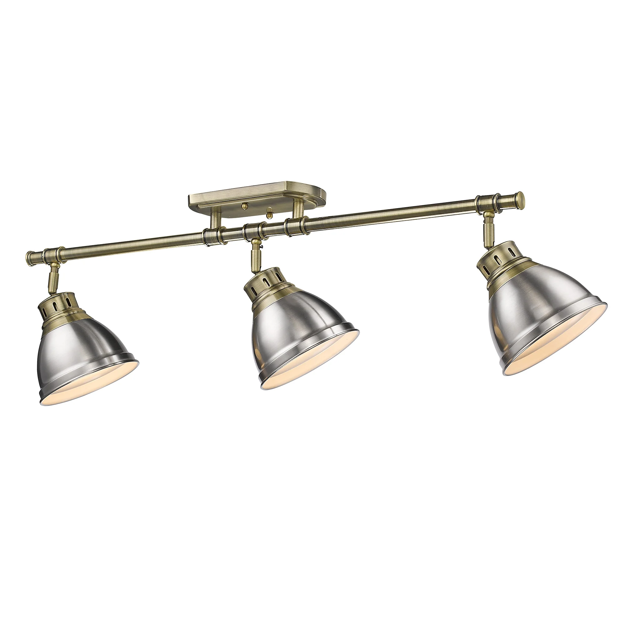 Duncan 3-light Semi-Flush Mount in Aged Brass and Pewter shade - Image 2