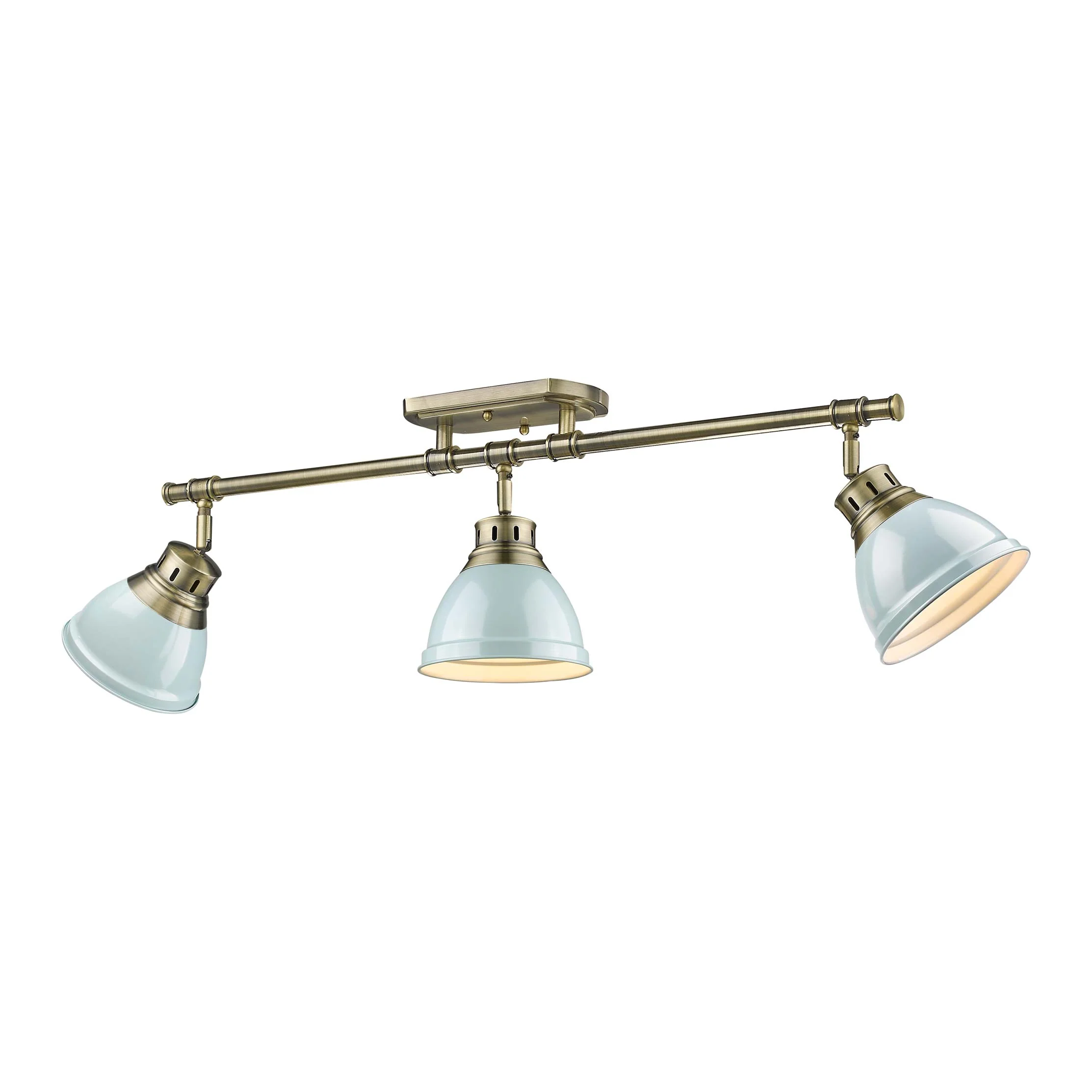 Duncan 3-light Semi-Flush Mount in Aged Brass and Seafoam shade