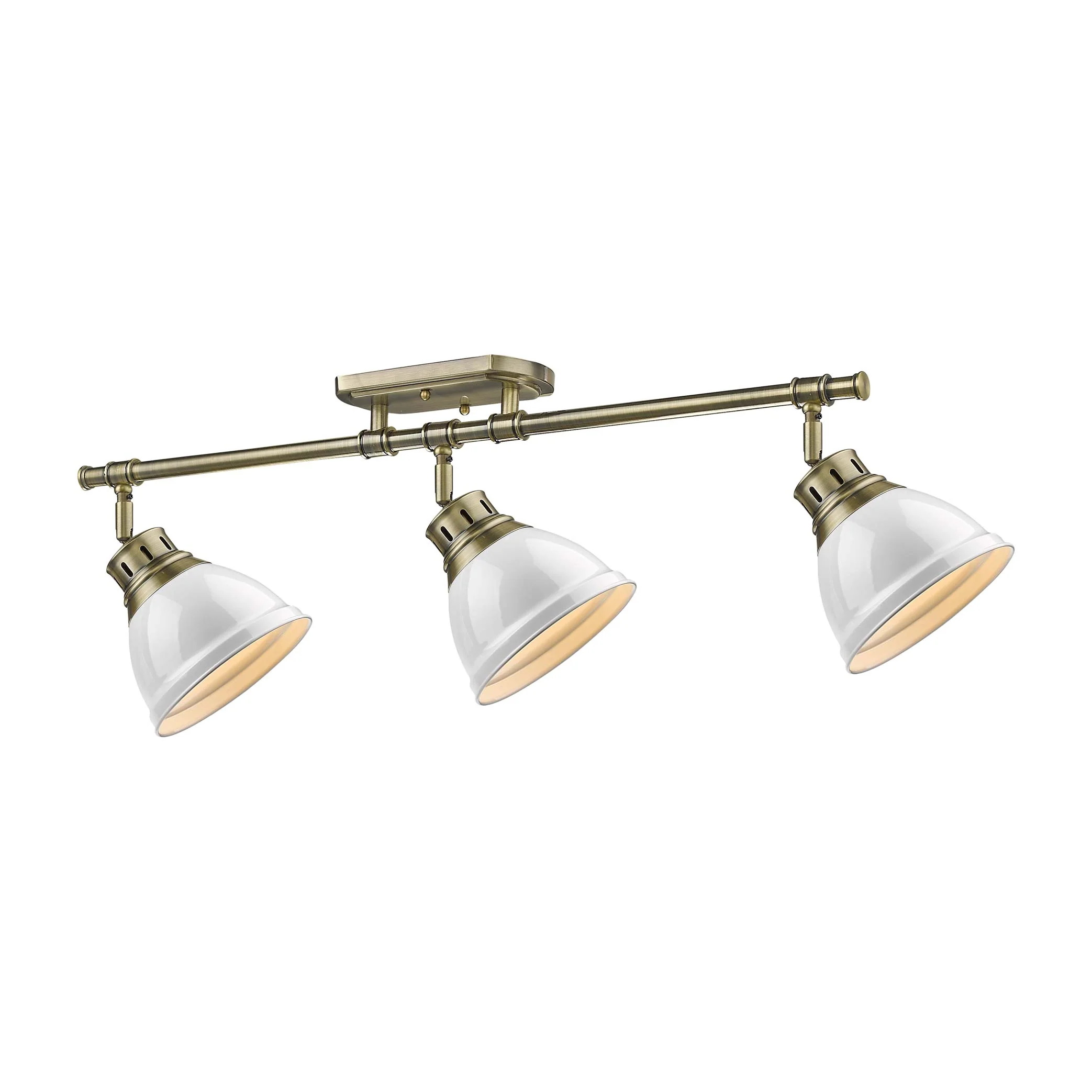 Duncan 3-light Semi-Flush Mount in Aged Brass and White shade - Image 2