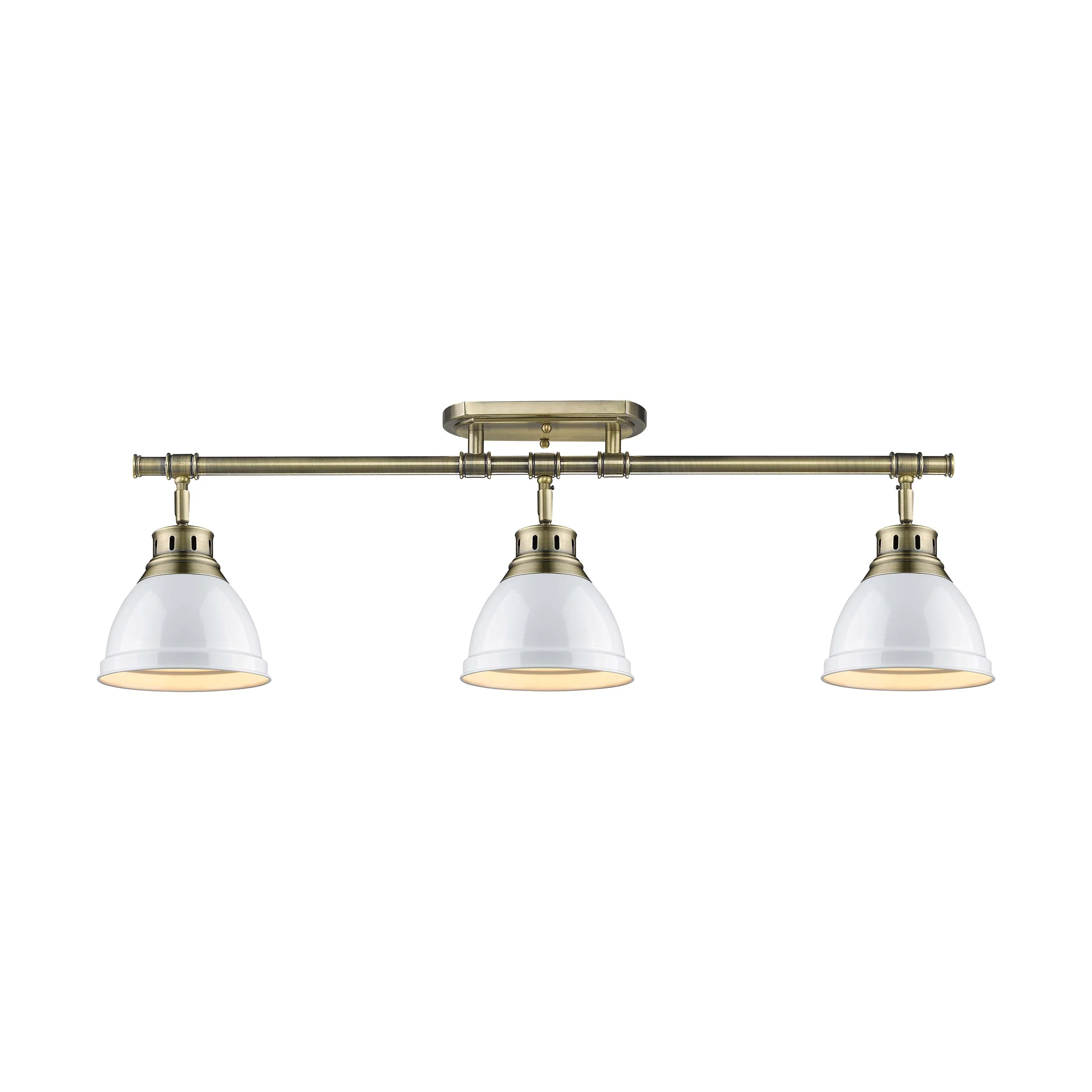 Duncan 3-light Semi-Flush Mount in Aged Brass and White shade - Image 3
