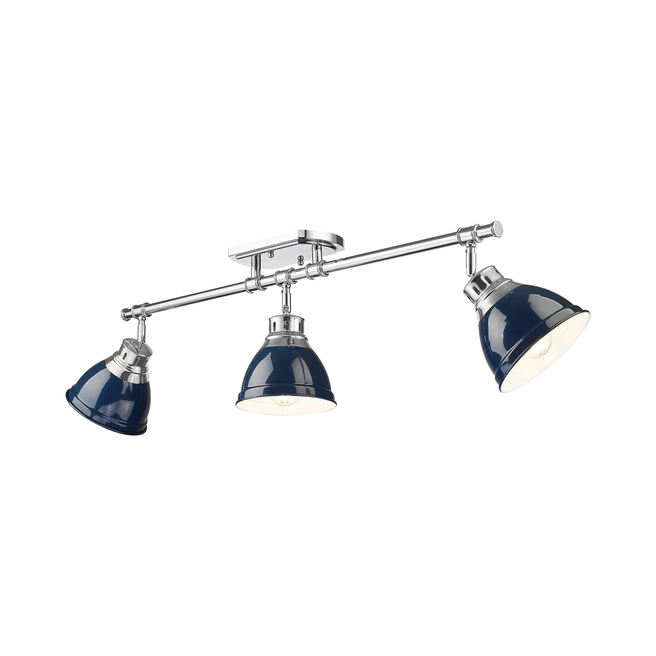 Duncan 3-light Semi-Flush Mount in Chrome and Navy Blue shade - Image 2