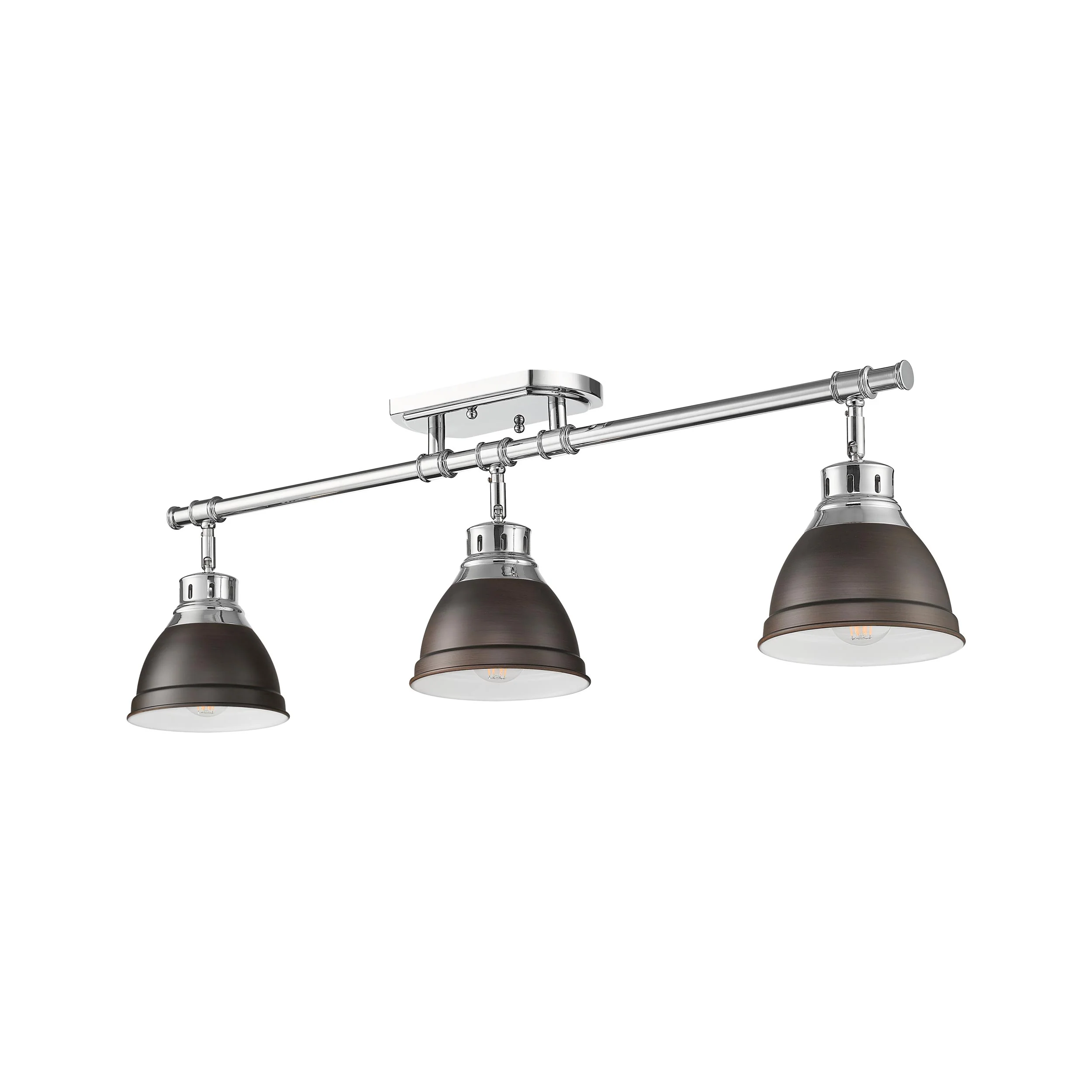 Duncan 3-light Semi-Flush Mount in Chrome and Rubbed Bronze shade - Image 4