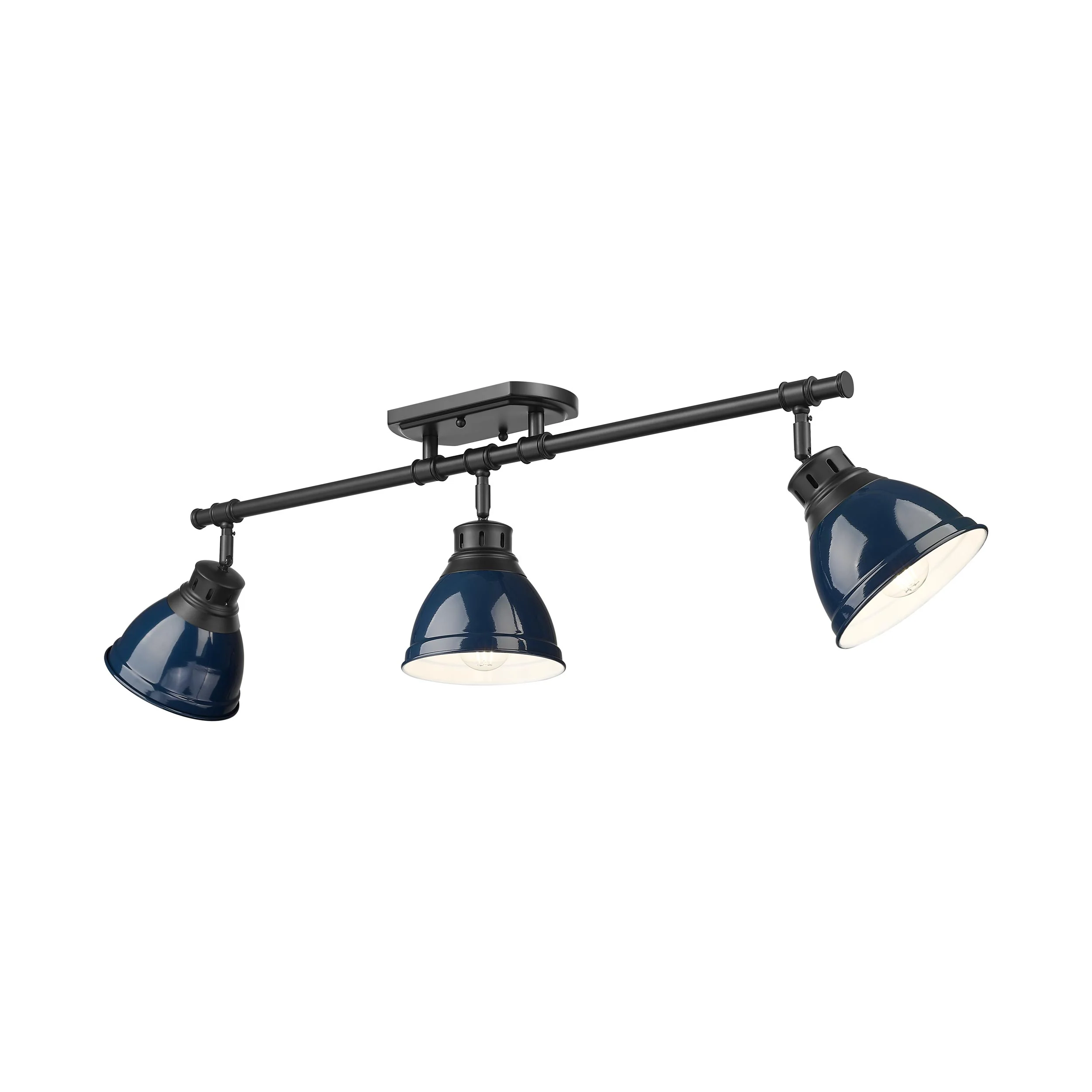 Duncan 3-light Semi-Flush Mount in Matte Black and Navy Blue shade