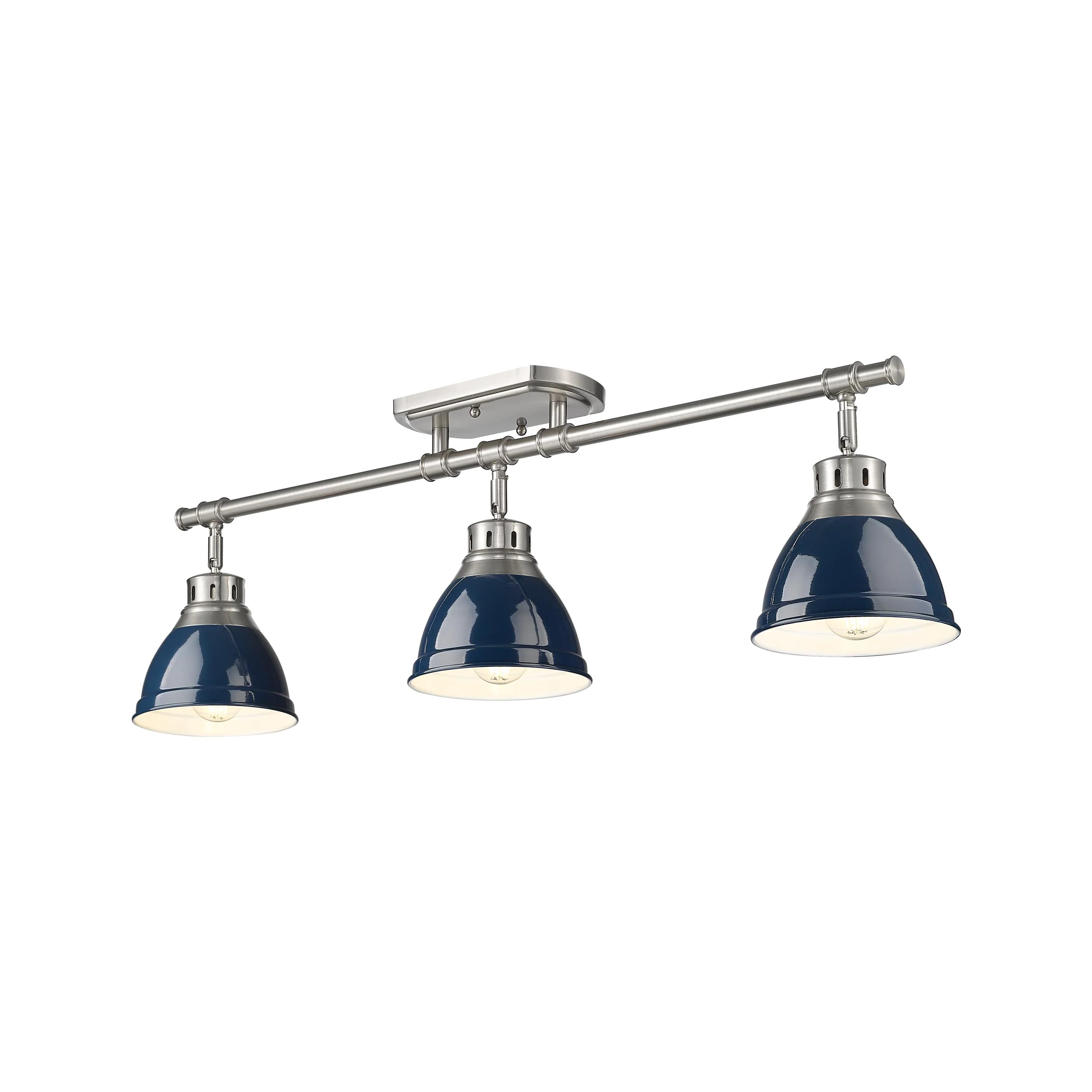 Duncan 3-light Semi-Flush Mount in Pewter and Navy Blue shade - Image 4