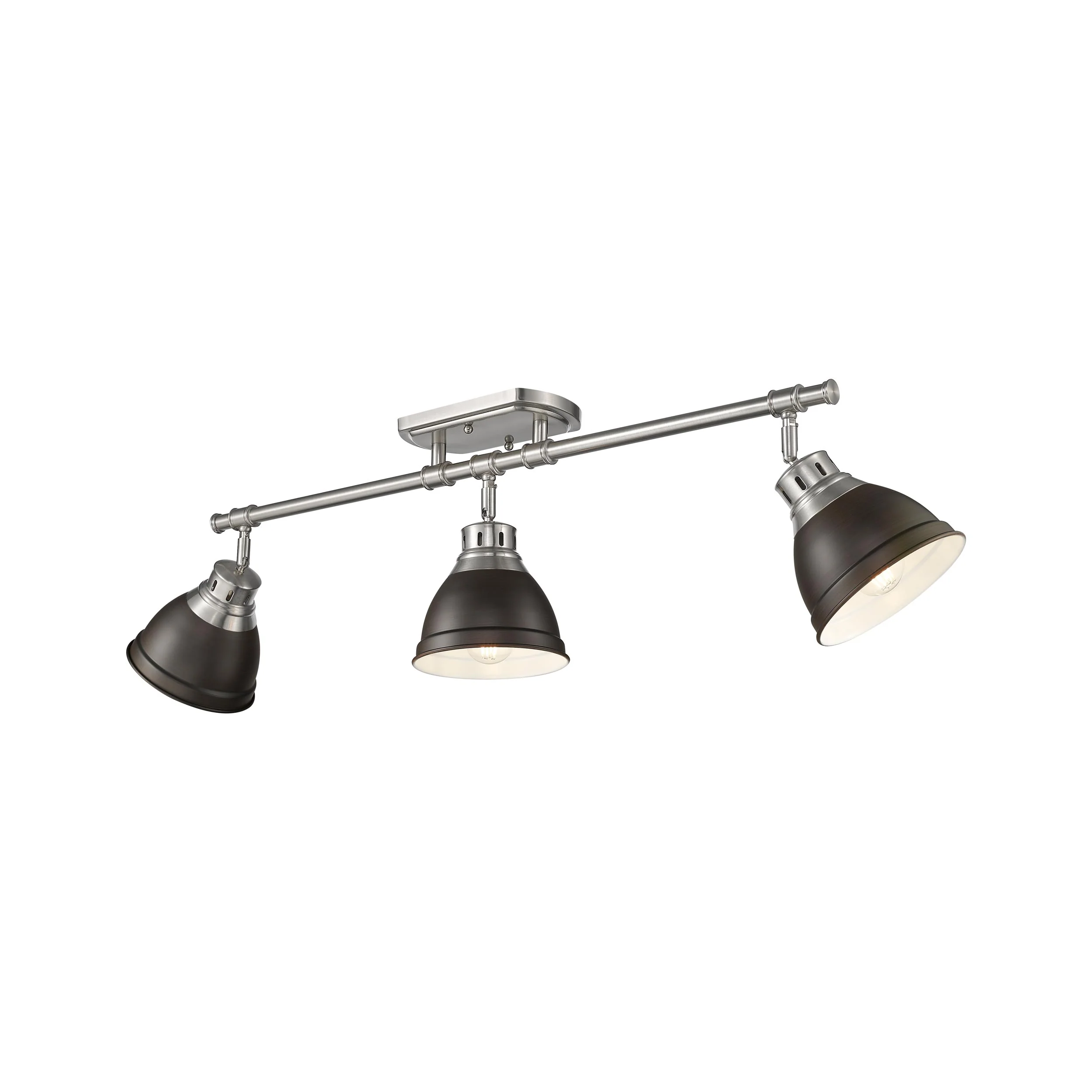 Duncan 3-light Semi-Flush Mount in Pewter and Rubbed Bronze shade