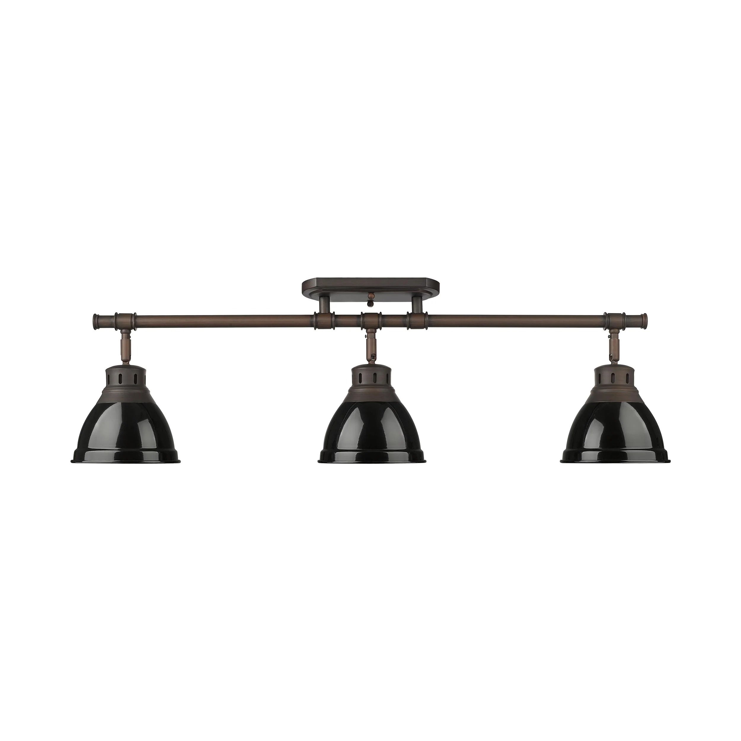Duncan 3-light Semi-Flush Mount in Rubbed Bronze and Black shade - Image 2