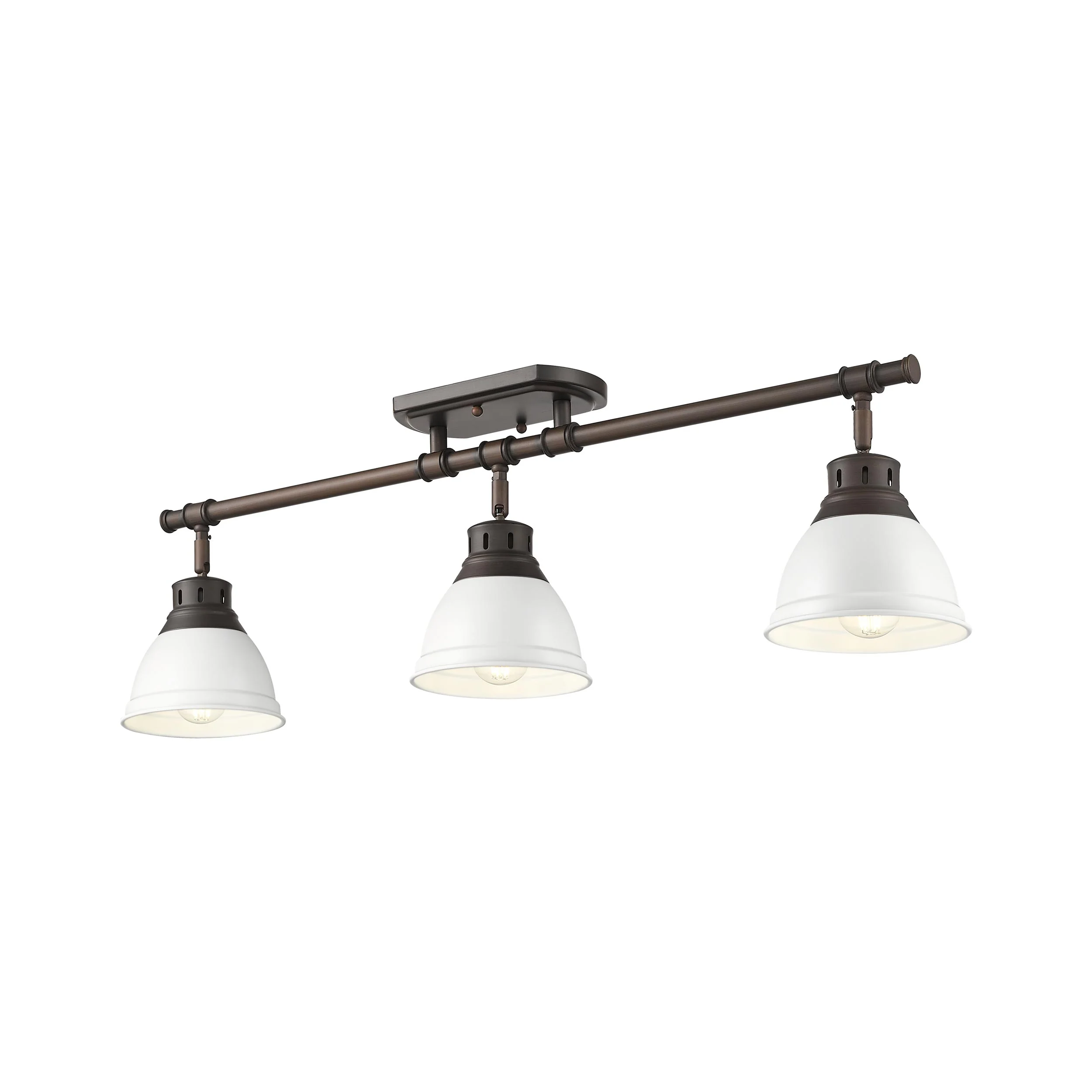 Duncan 3-light Semi-Flush Mount in Rubbed Bronze and Matte White shade - Image 3