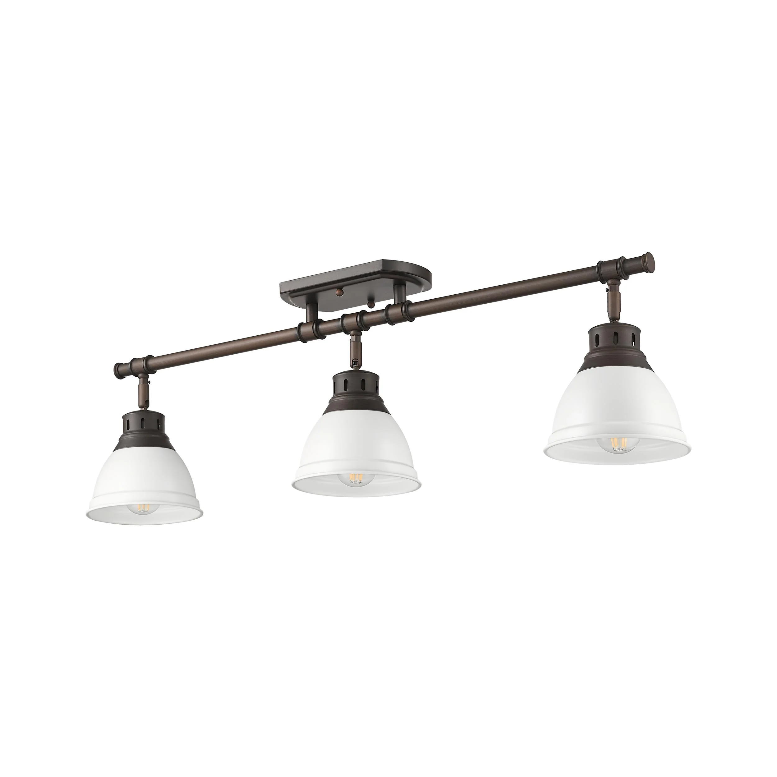 Duncan 3-light Semi-Flush Mount in Rubbed Bronze and Matte White shade - Image 4