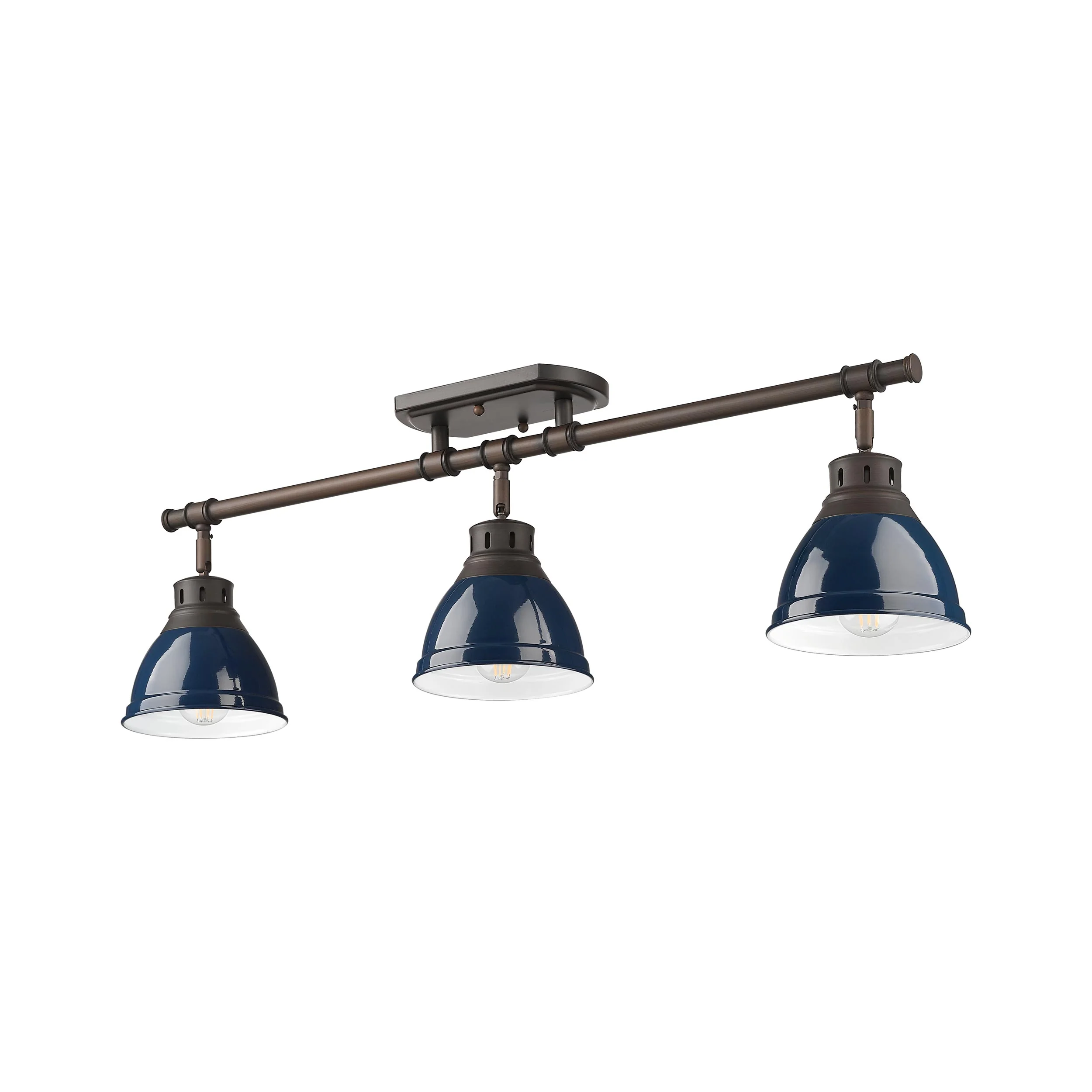 Duncan 3-light Semi-Flush Mount in Rubbed Bronze and Navy Blue shade - Image 4