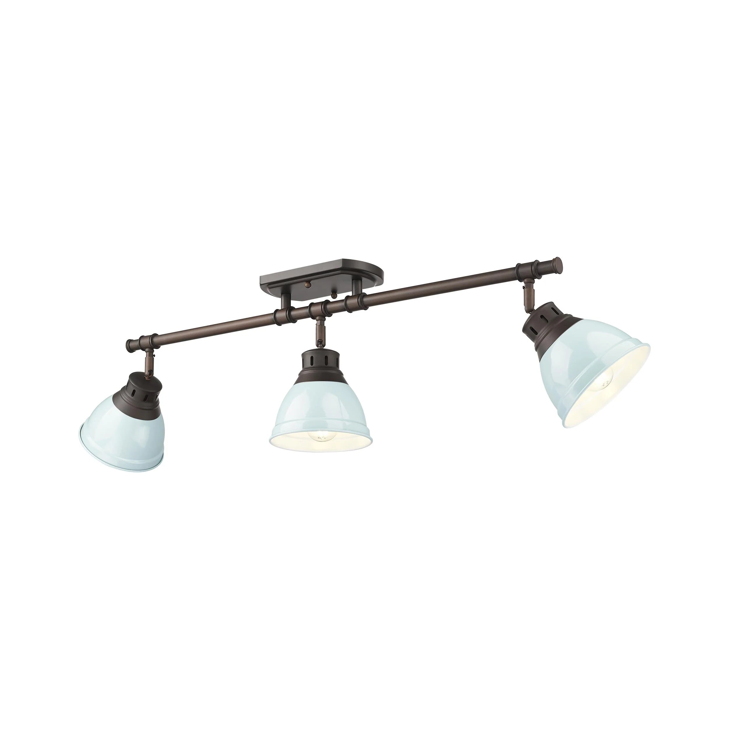 Duncan 3-light Semi-Flush Mount in Rubbed Bronze and Seafoam shade
