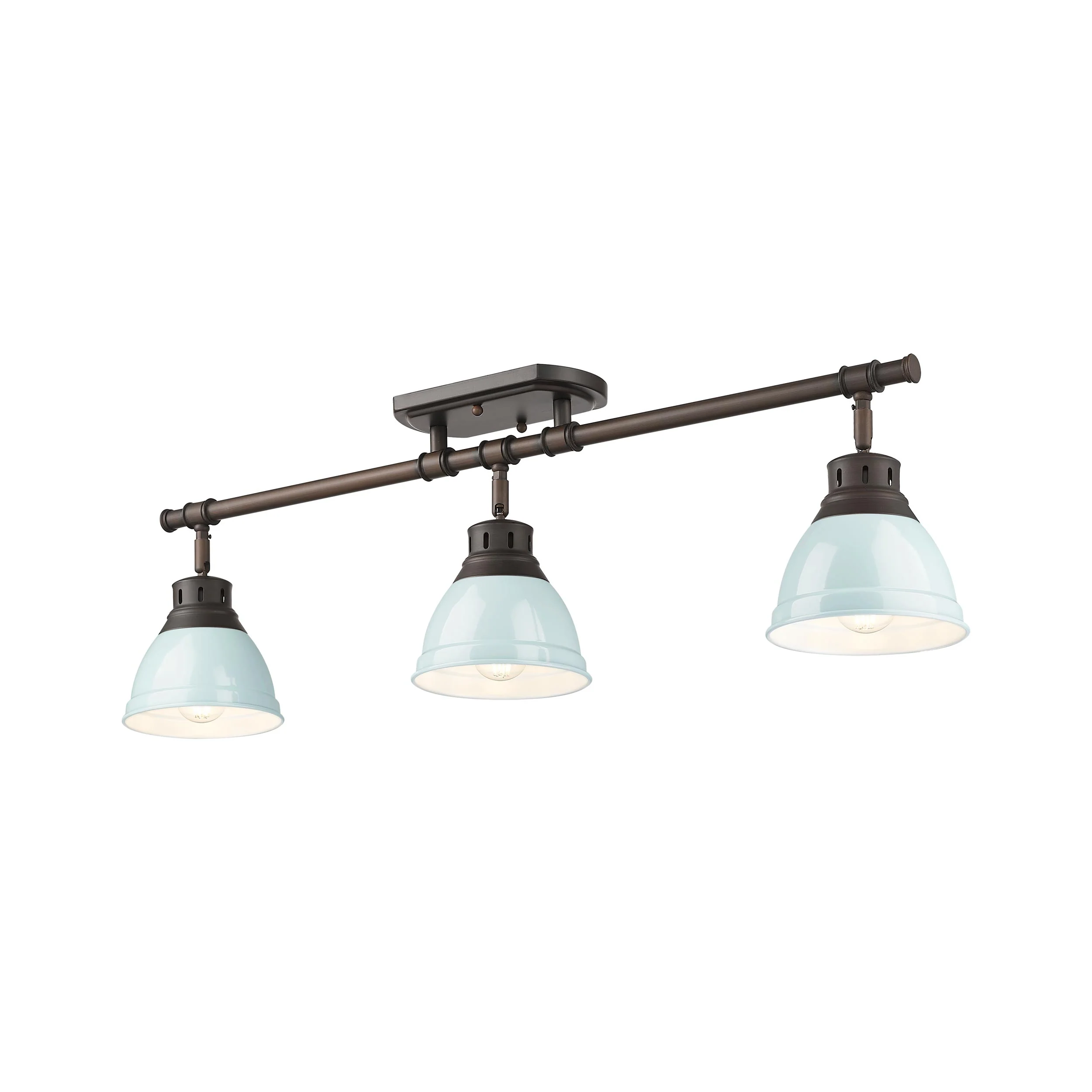Duncan 3-light Semi-Flush Mount in Rubbed Bronze and Seafoam shade - Image 3