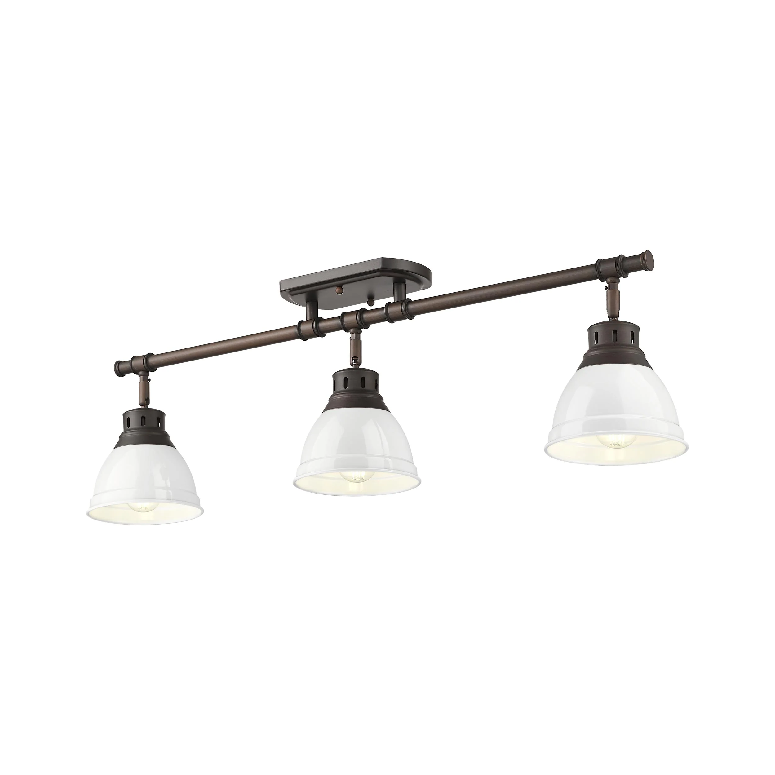 Duncan 3-light Semi-Flush Mount in Rubbed Bronze and White shade - Image 3