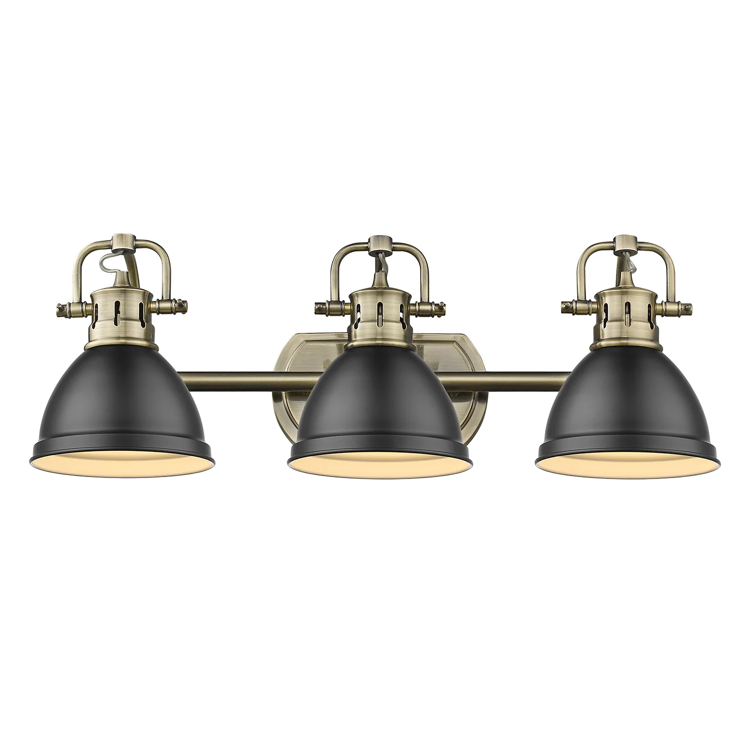 Duncan 3-light Vanity in Aged Brass and Matte Black shade - Image 2