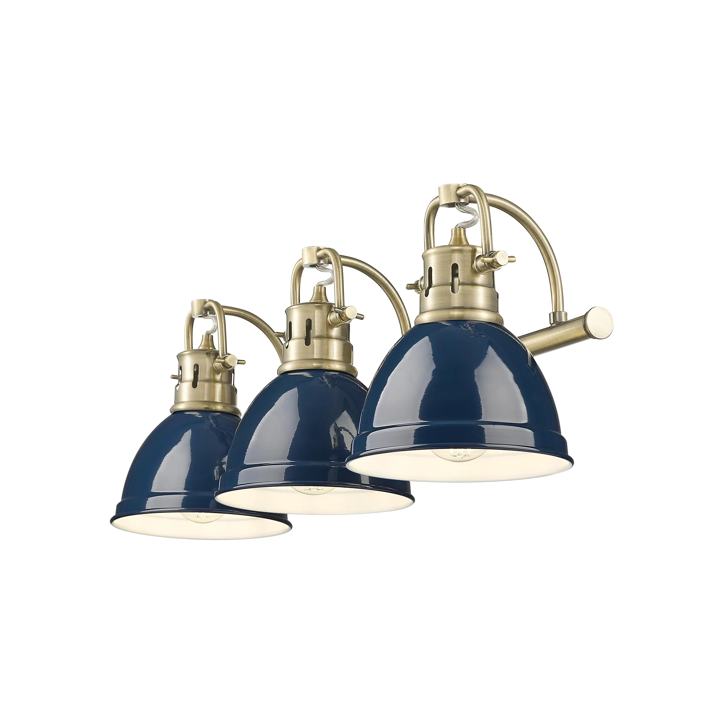 Duncan 3-light Vanity in Aged Brass and Navy Blue shade - Image 2