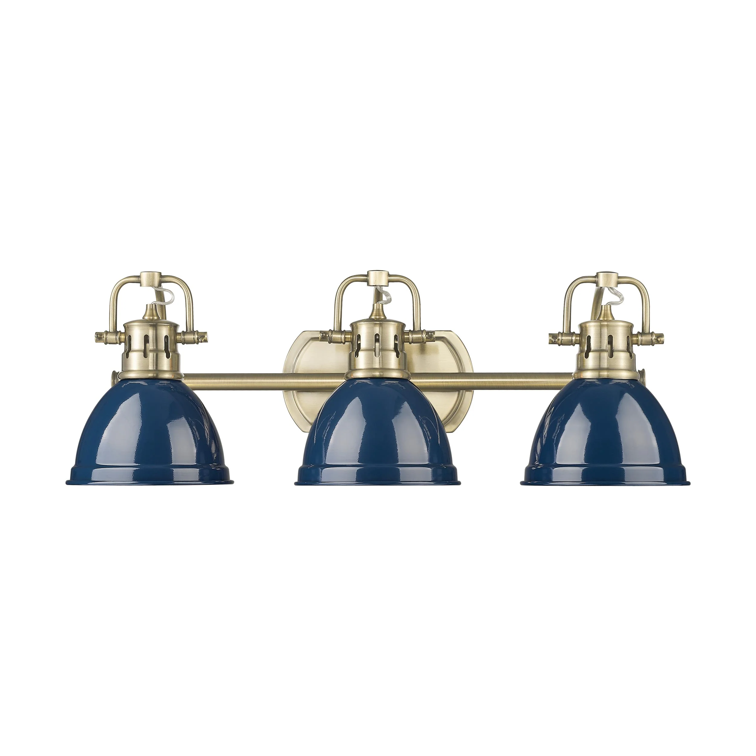 Duncan 3-light Vanity in Aged Brass and Navy Blue shade - Image 5