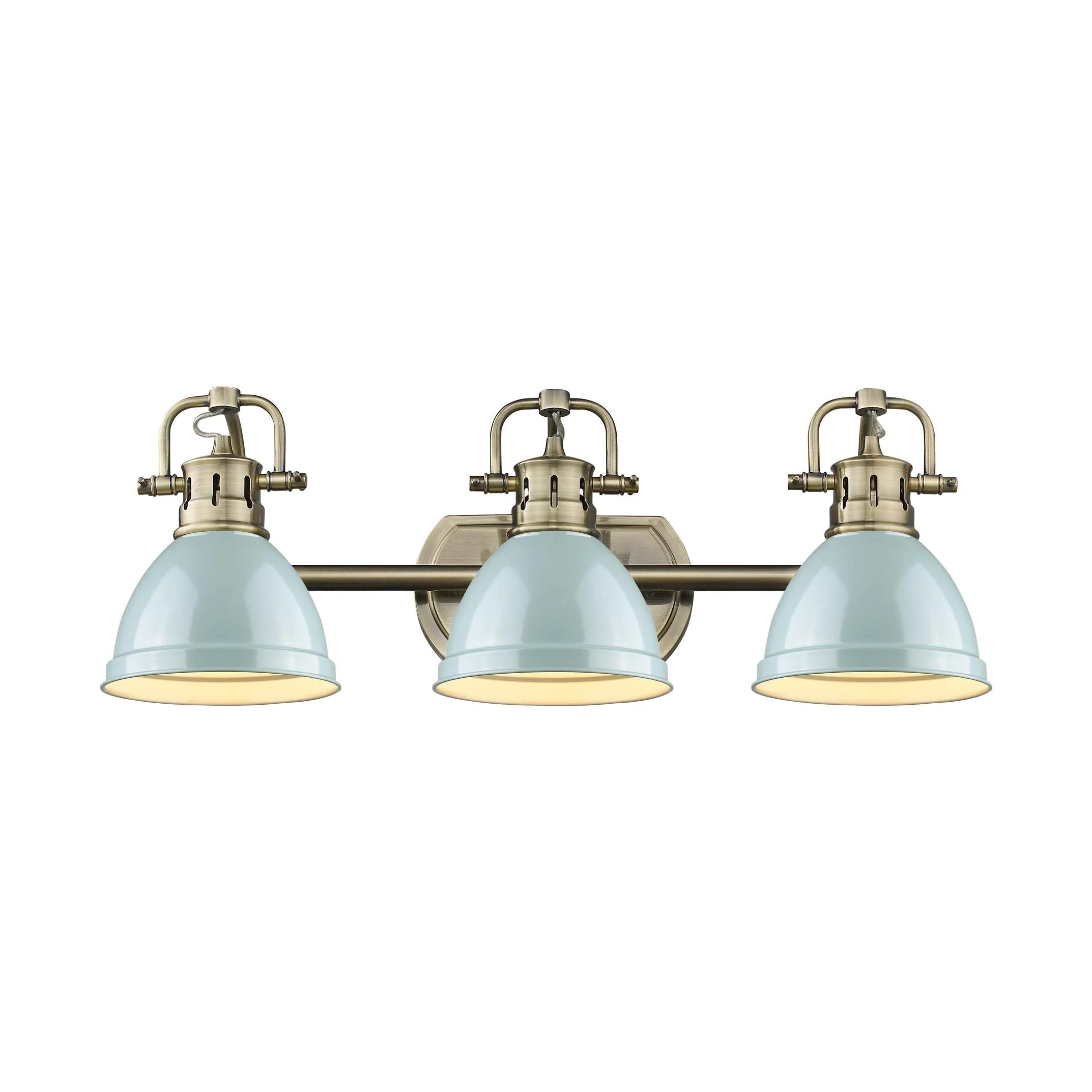 Duncan 3-light Vanity in Aged Brass and Seafoam shade - Image 3